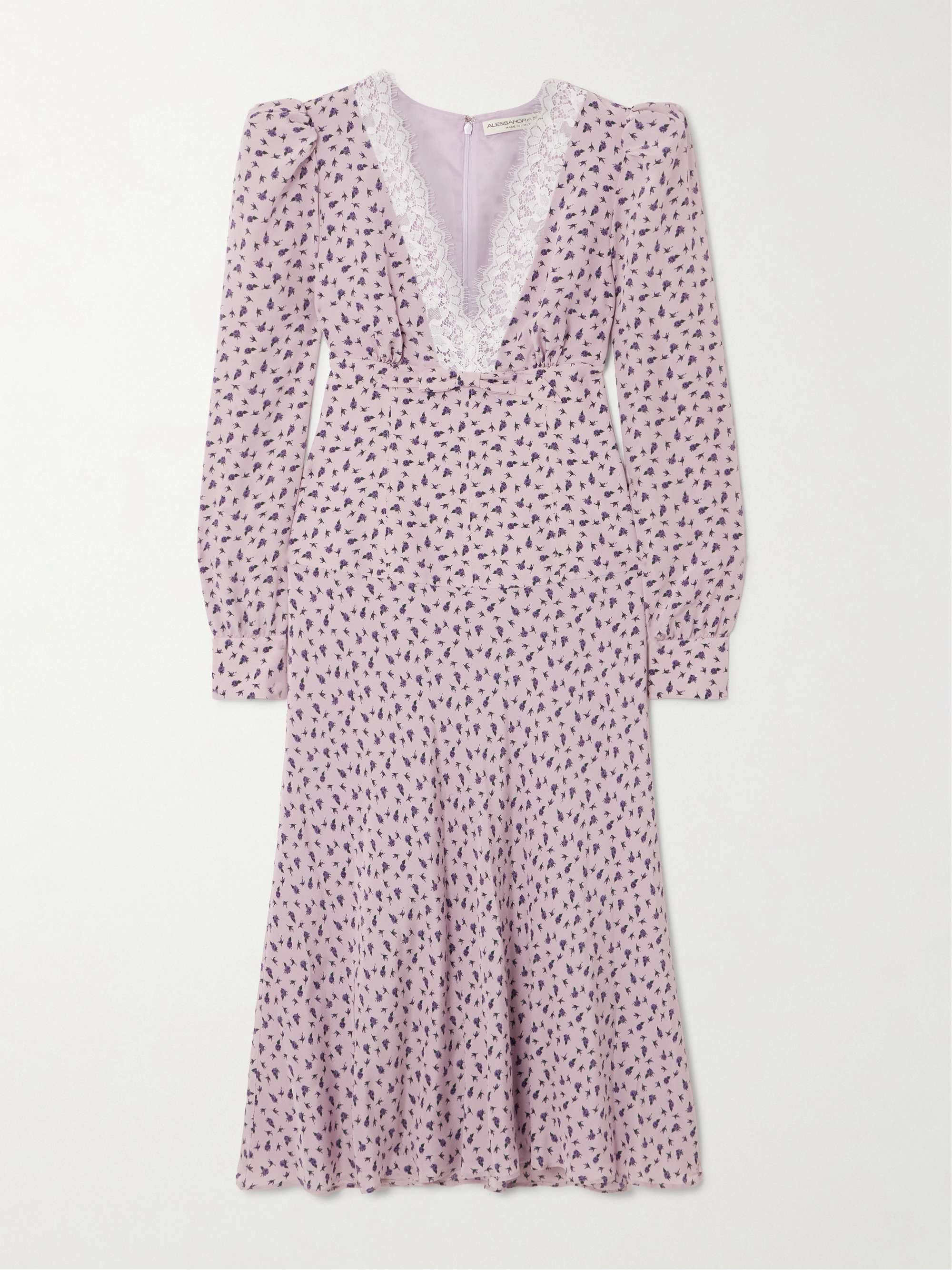 Lace-trimmed crepe midi dress view