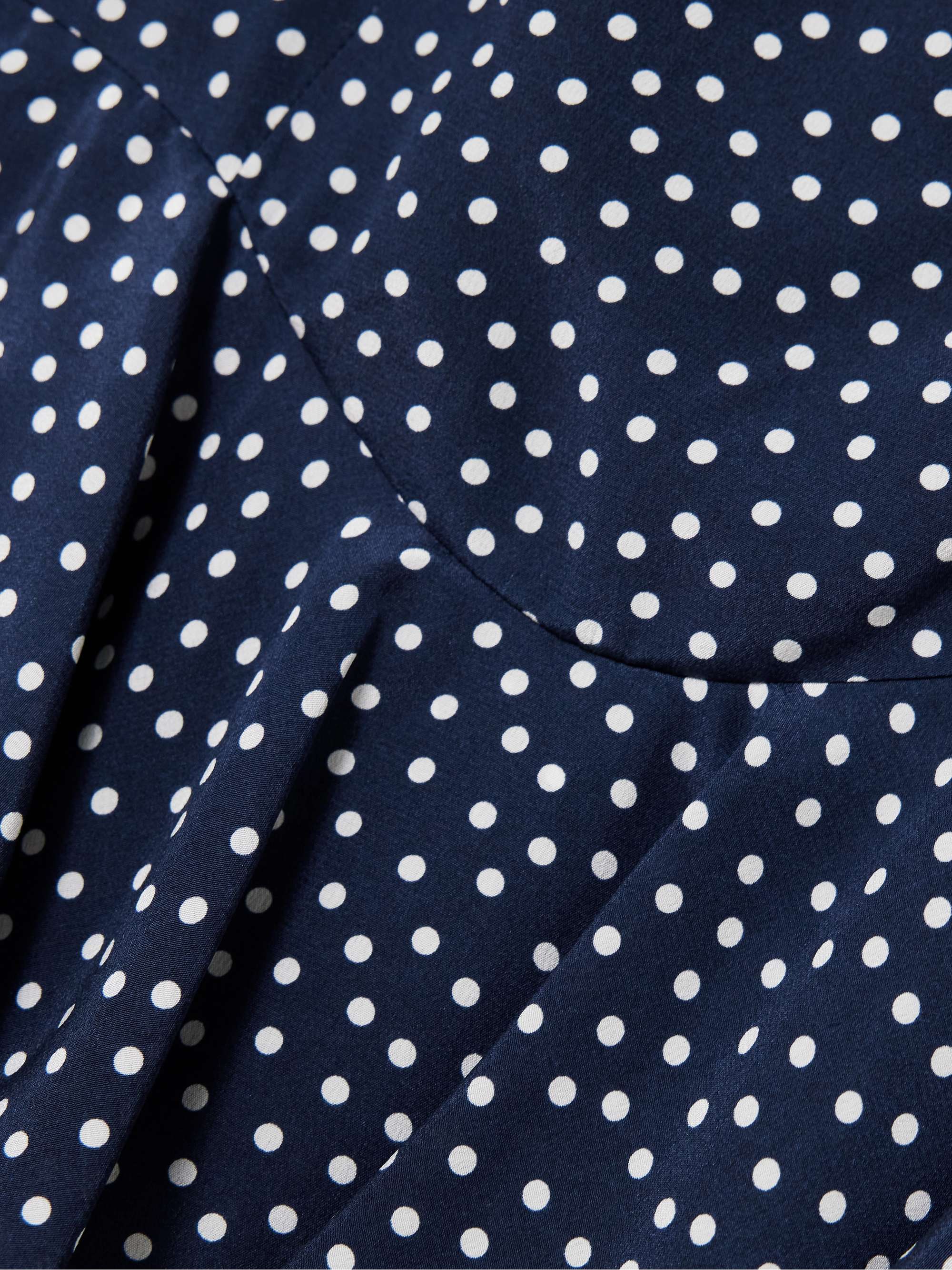 Bow-detailed ruffled polka-dot silk midi dress view
