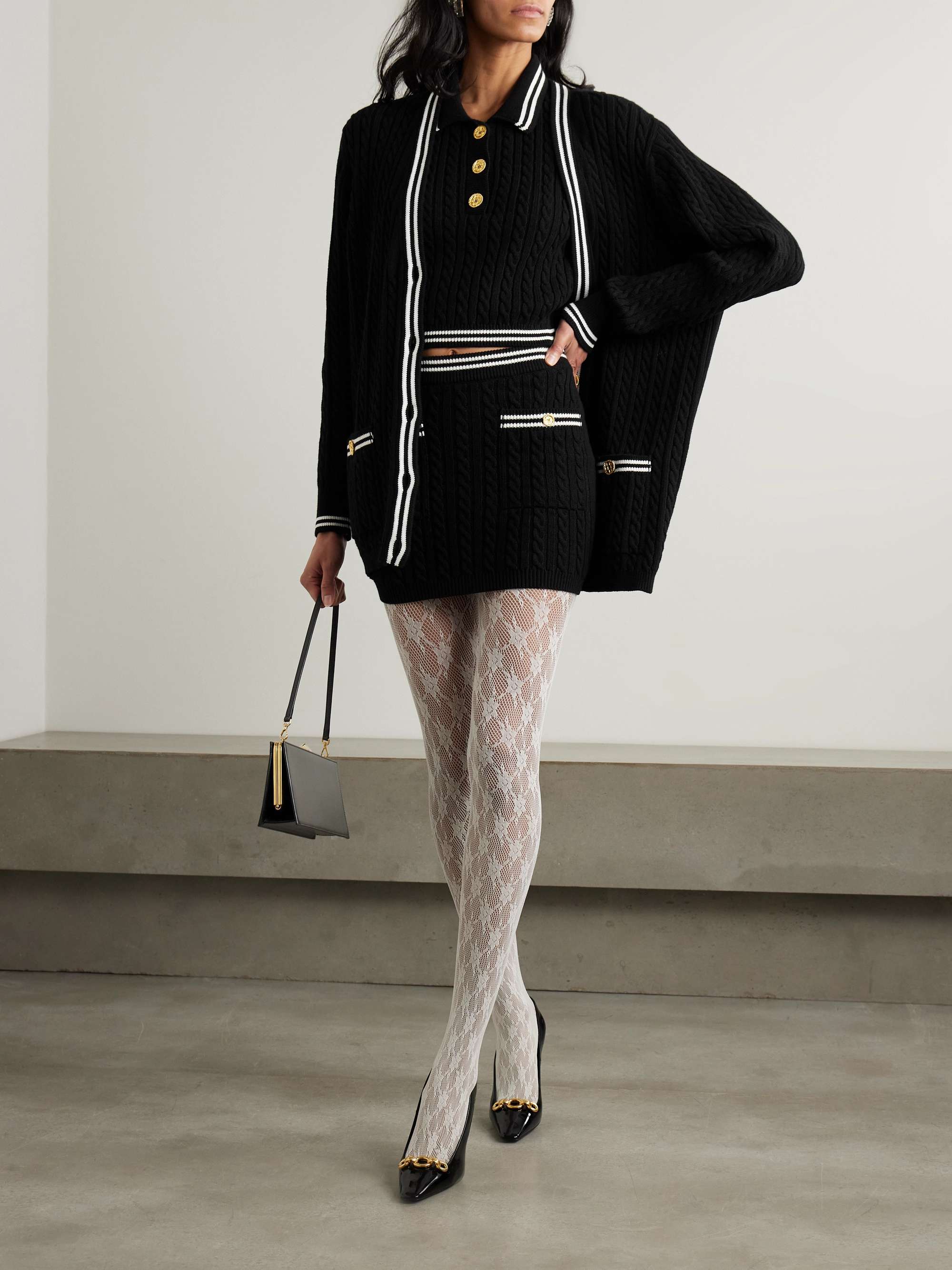 Cable-knit cotton mini skirt view