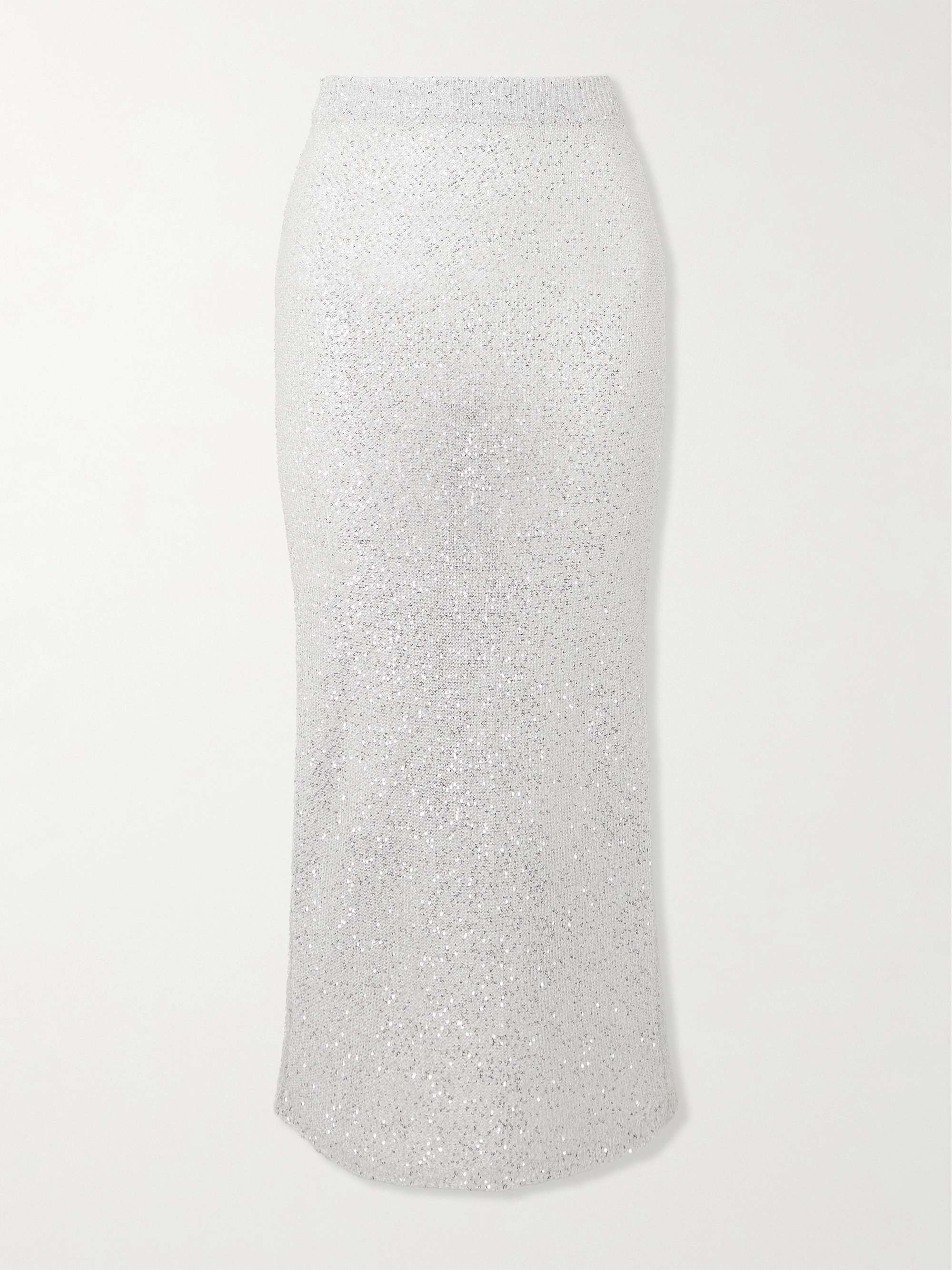 Sequin-embellished metallic knitted maxi skirt view