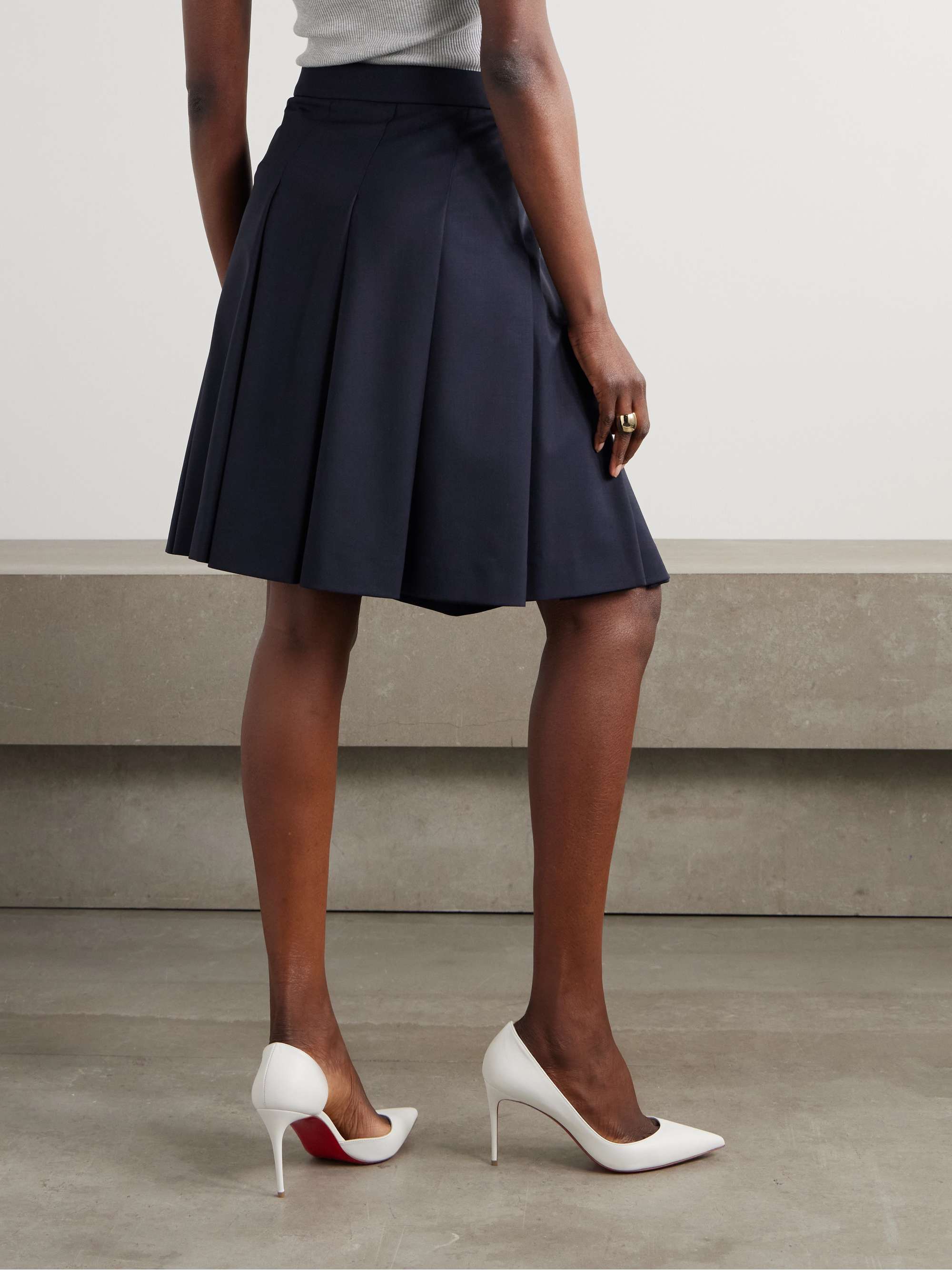 Pleated wool-blend midi skirt view