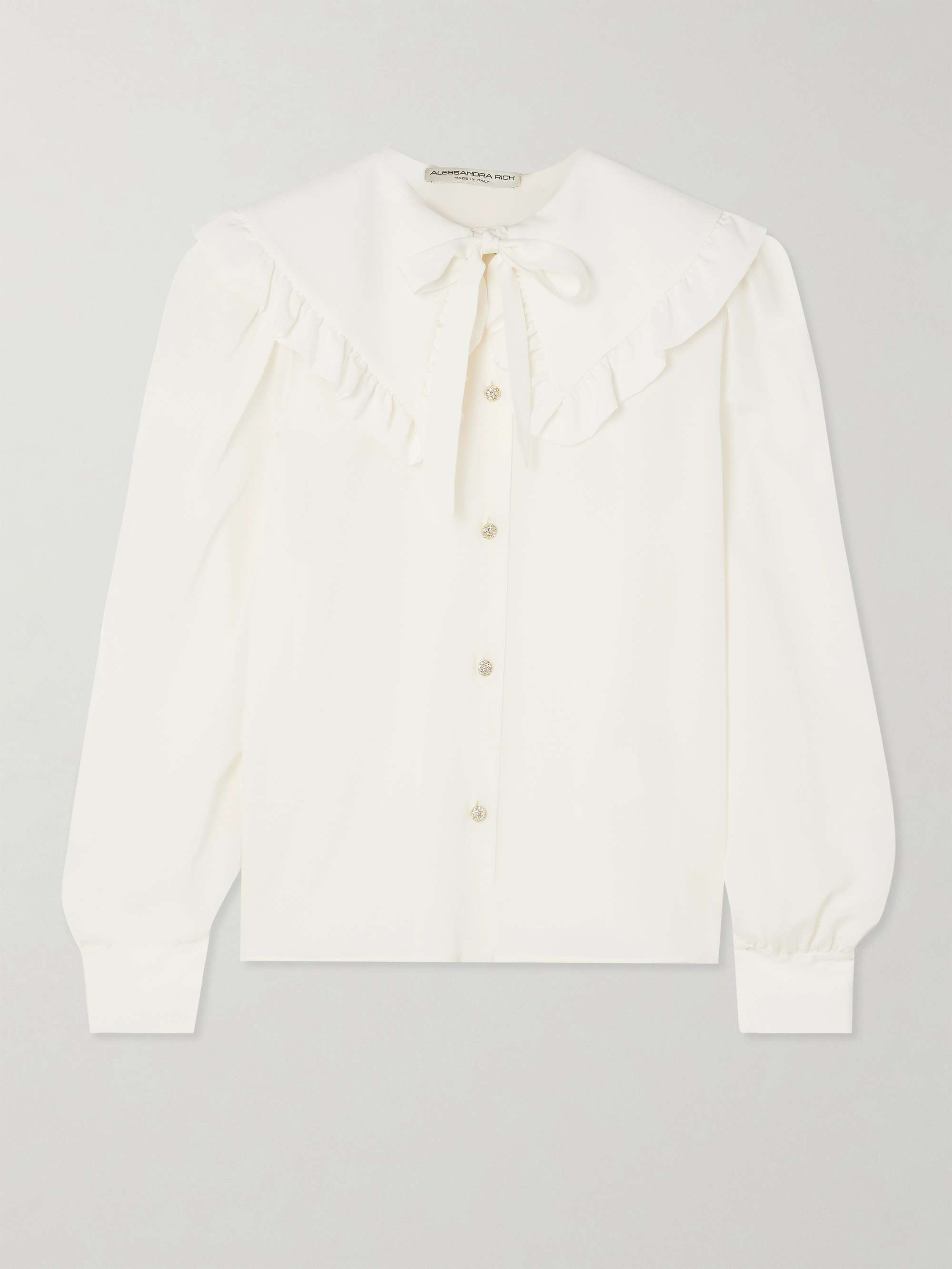 Ruffled silk crepe de chine blouse view