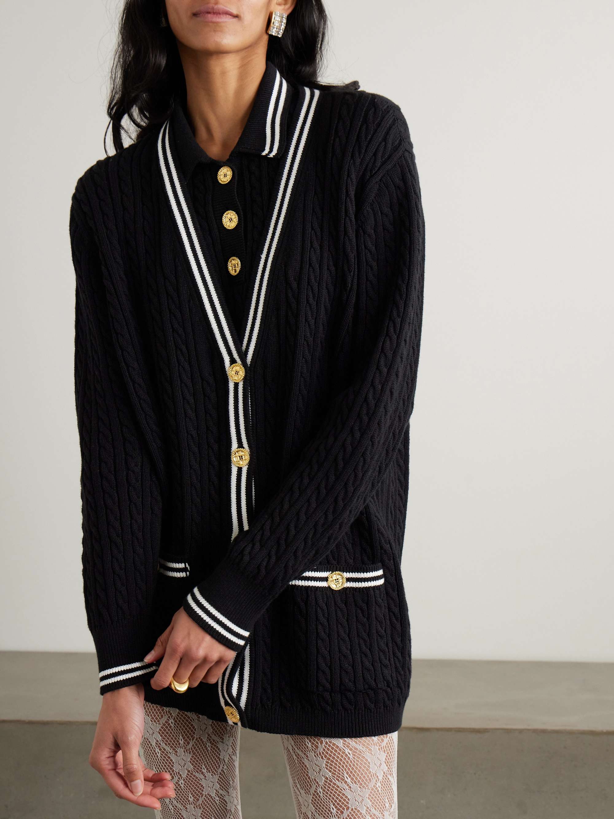 Cable-knit cotton cardigan view