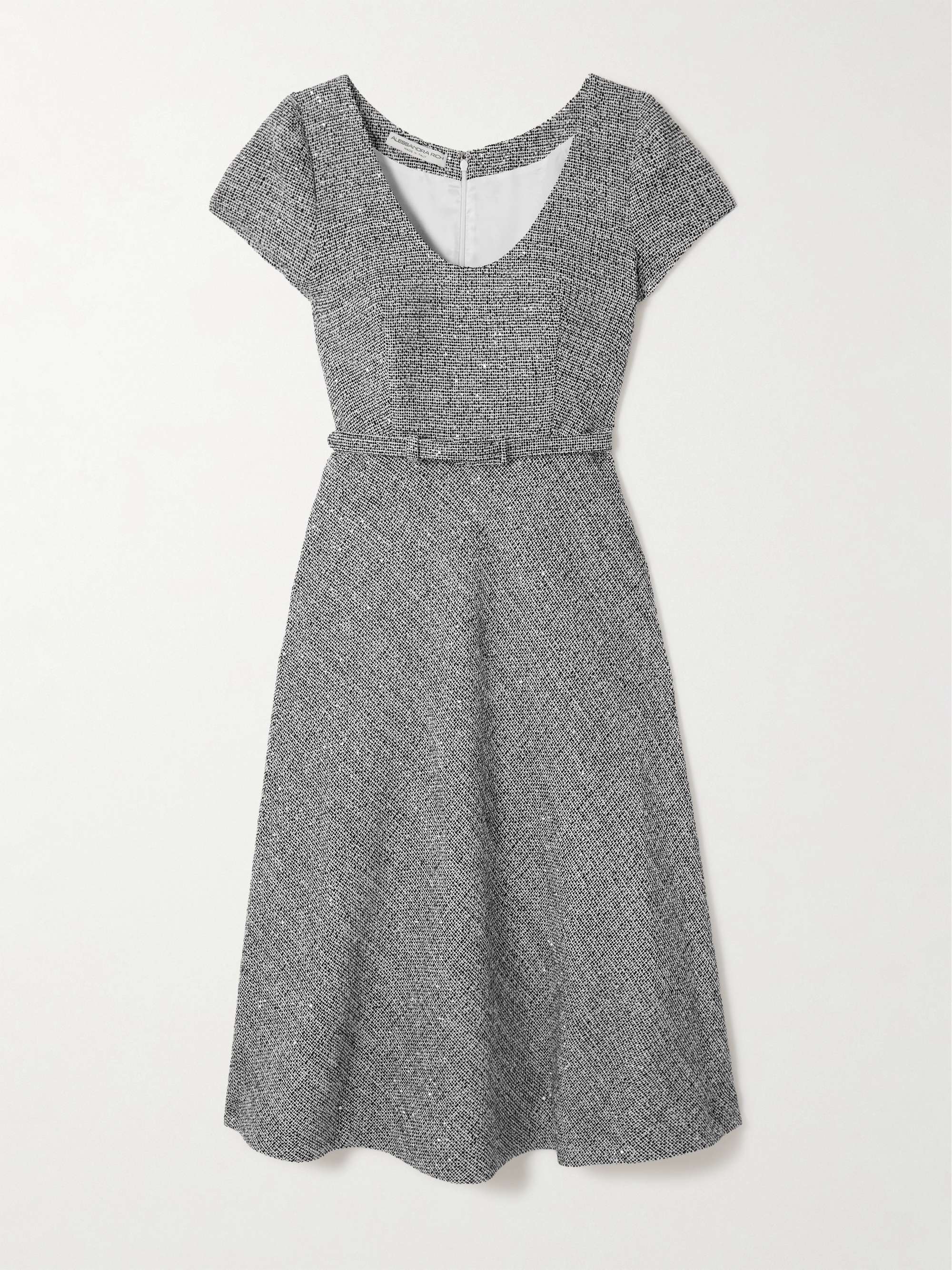 Sequin-embellished tweed midi dress view