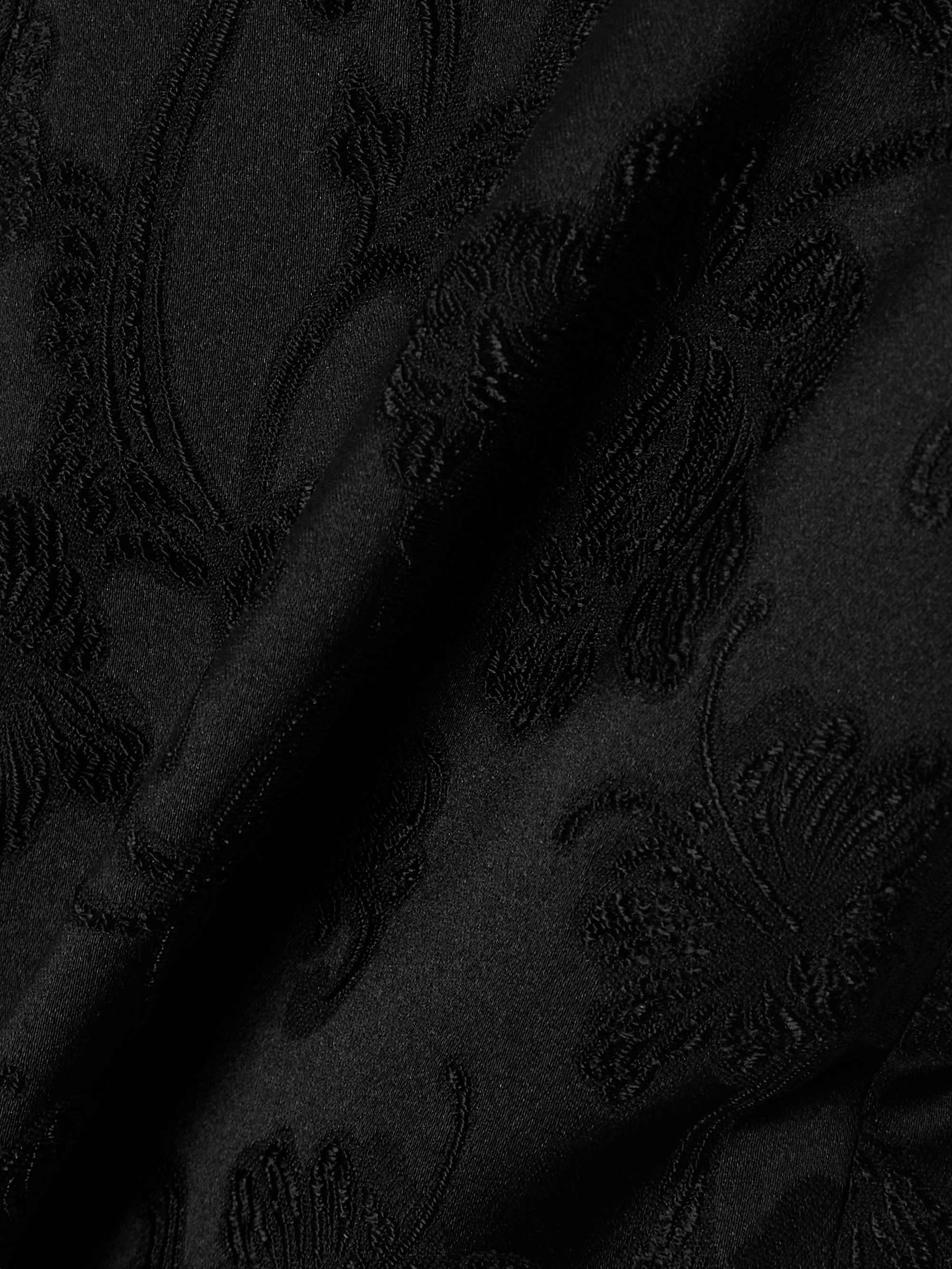 Cropped satin-jacquard skinny pants view