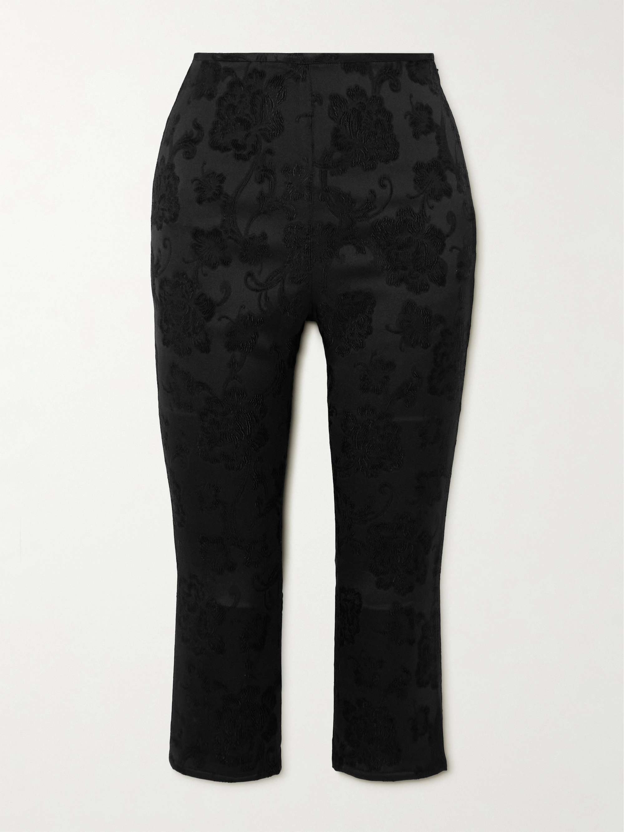 Cropped satin-jacquard skinny pants view