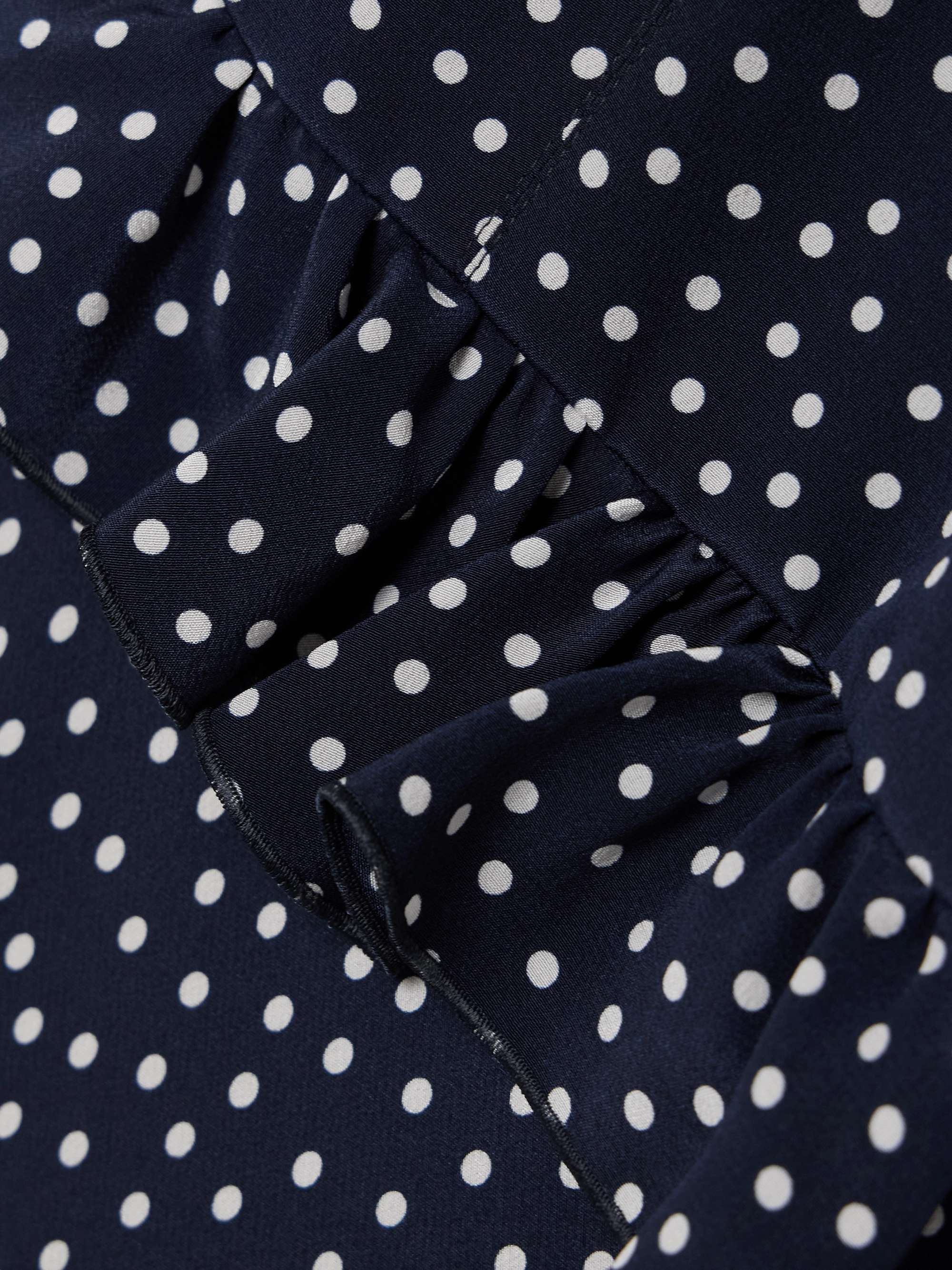 Ruffled polka-dot silk crepe de chine midi dress view