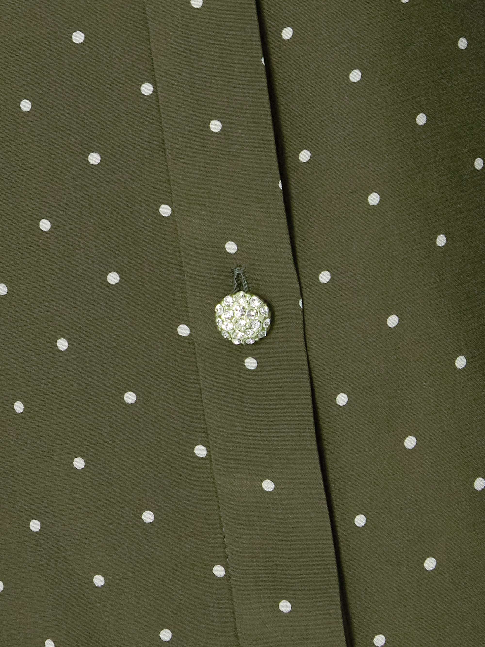 Embroidered polka-dot silk-crepe blouse view