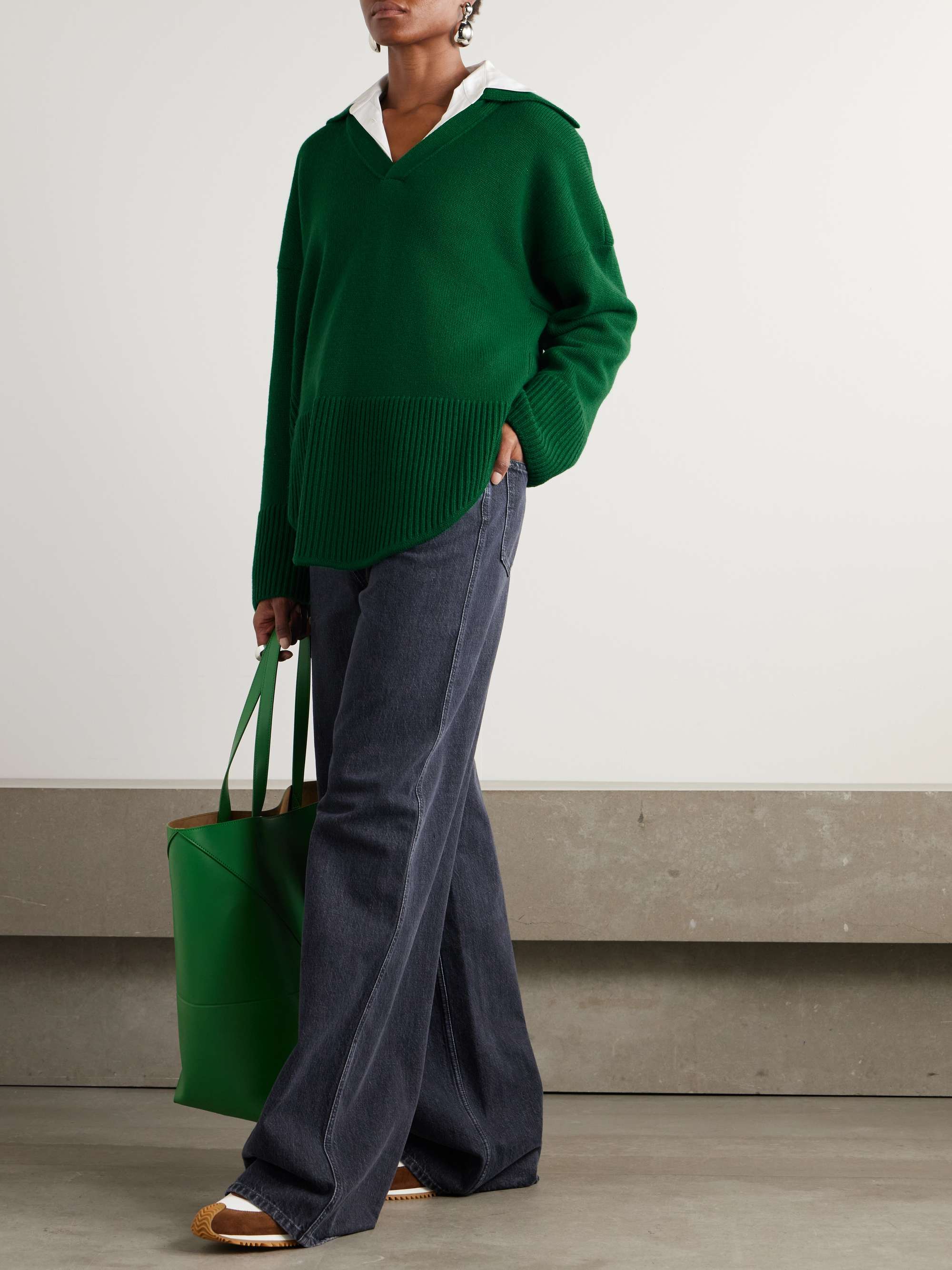 Asymmetric cashmere polo sweater view