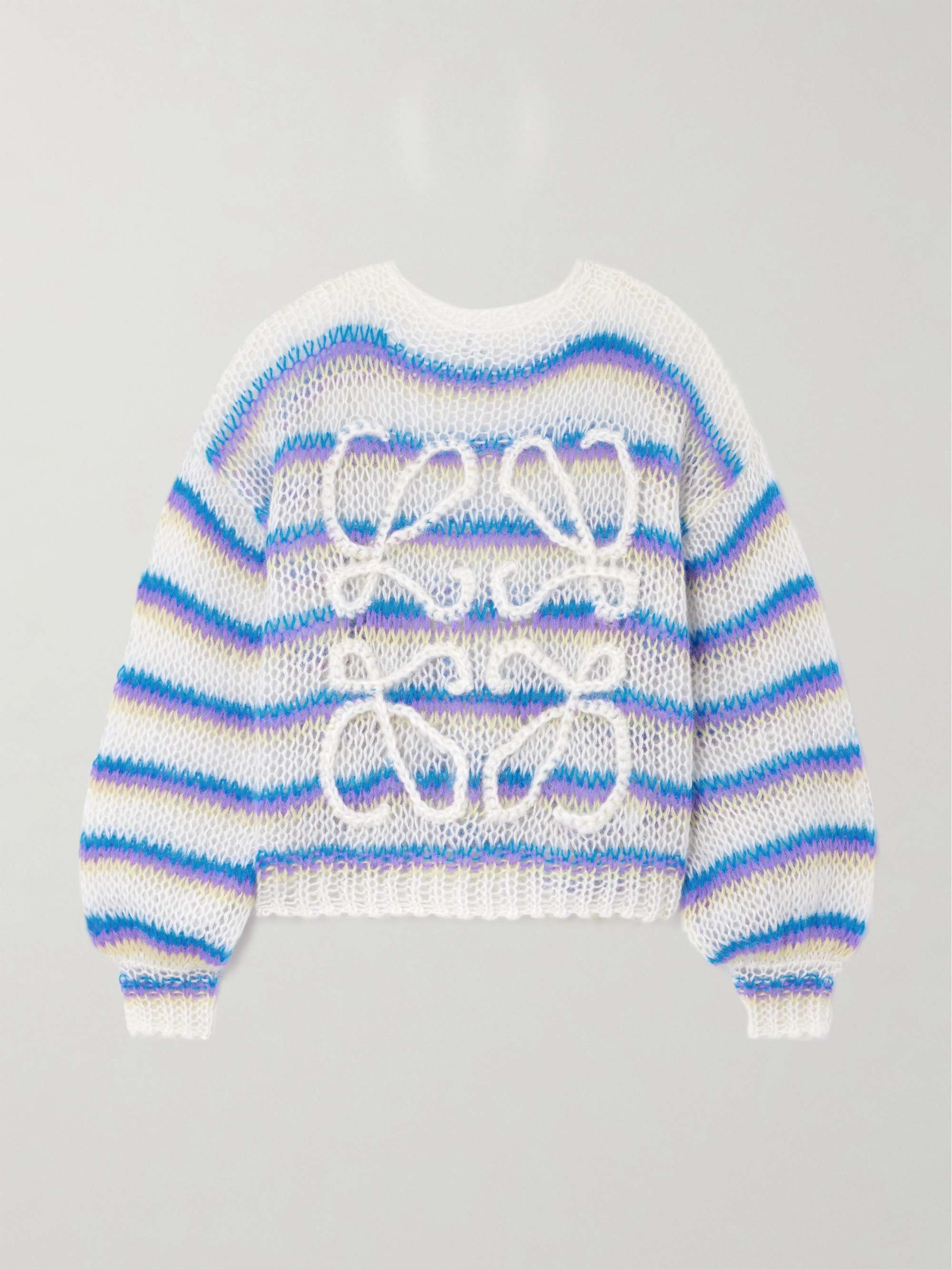 Anagram embroidered striped mohair-blend sweater view