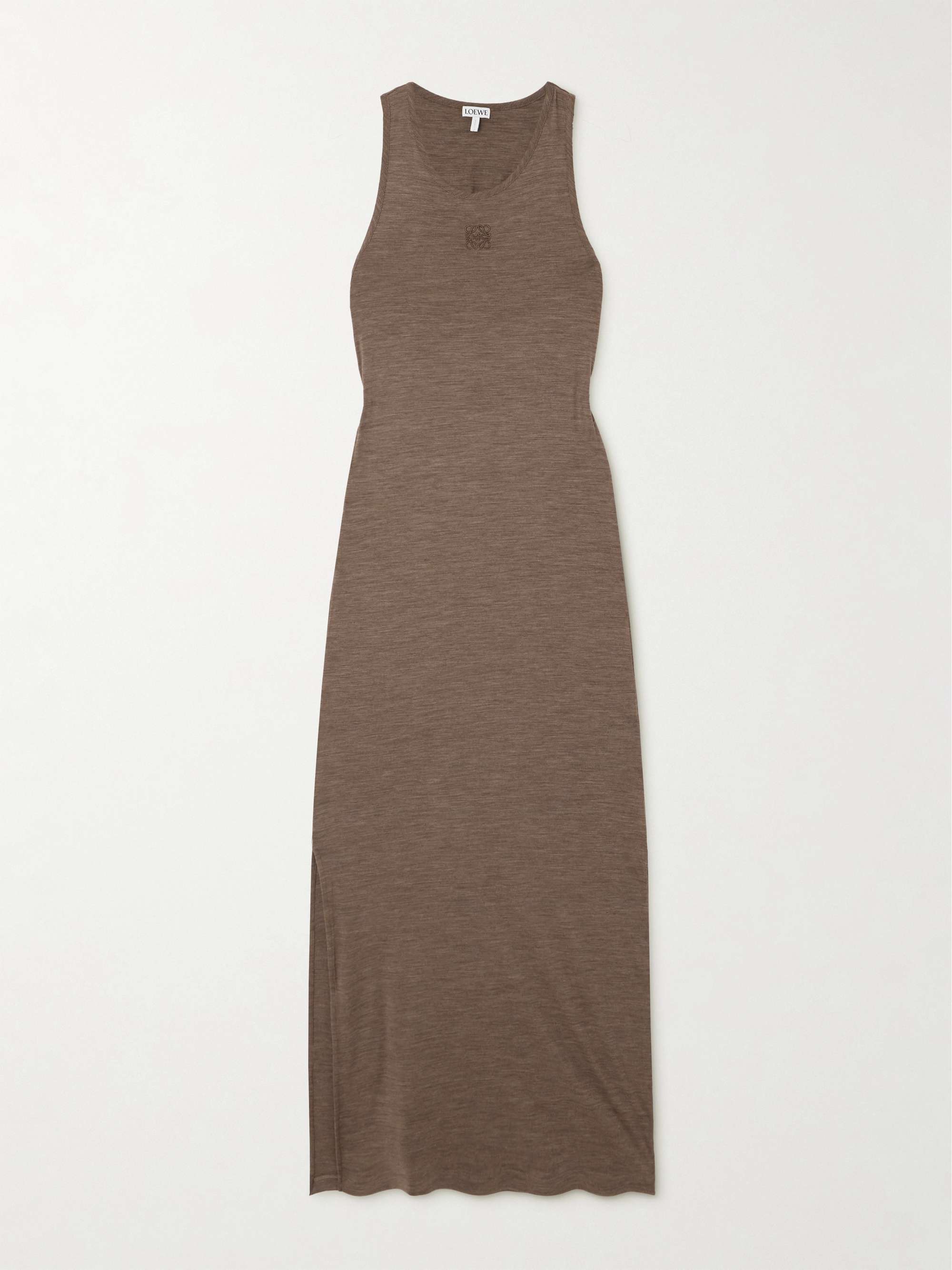 Anagram embroidered twist-back wool-blend jersey maxi dress view