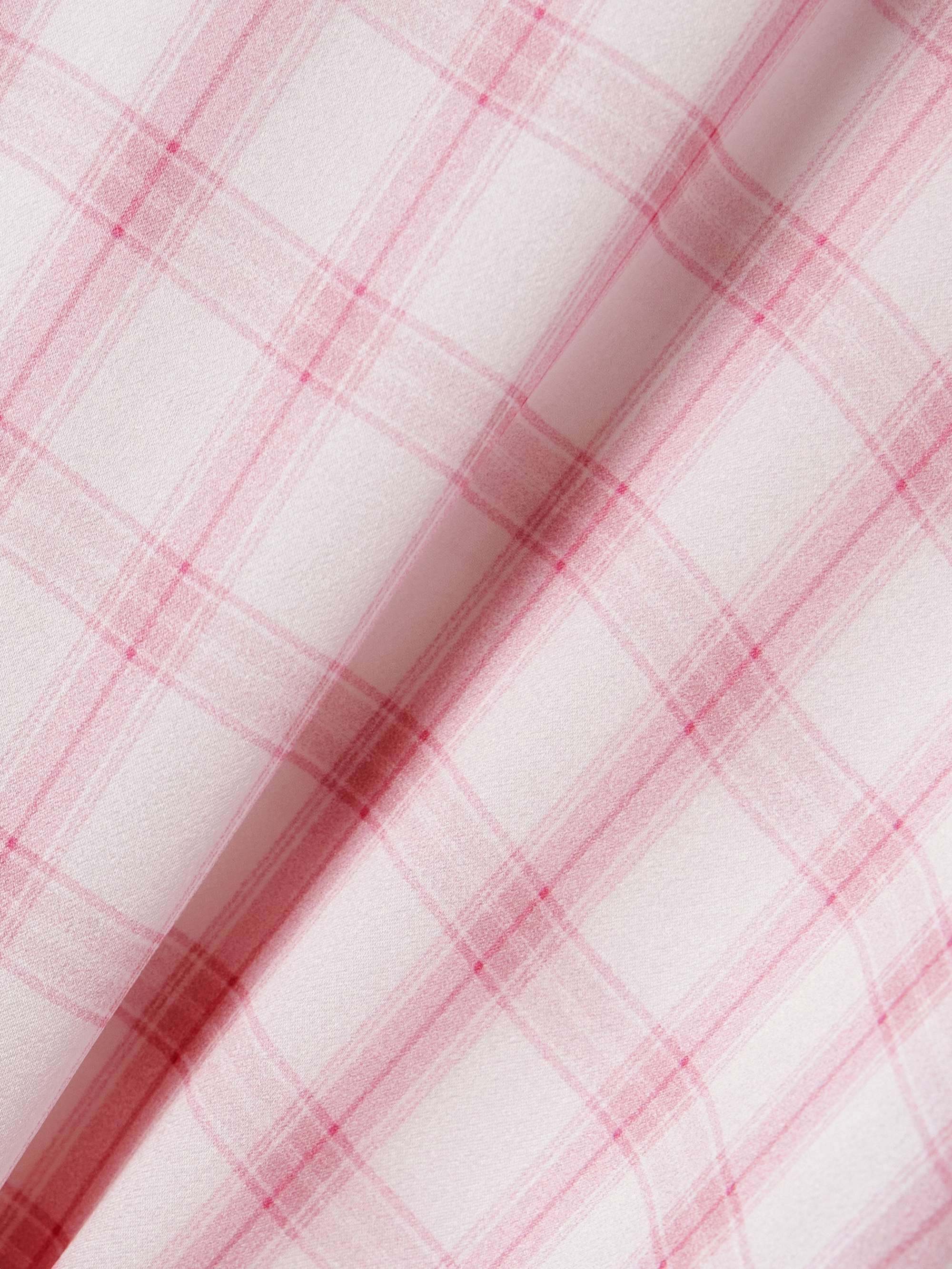 Oversized embroidered checked silk shirt view