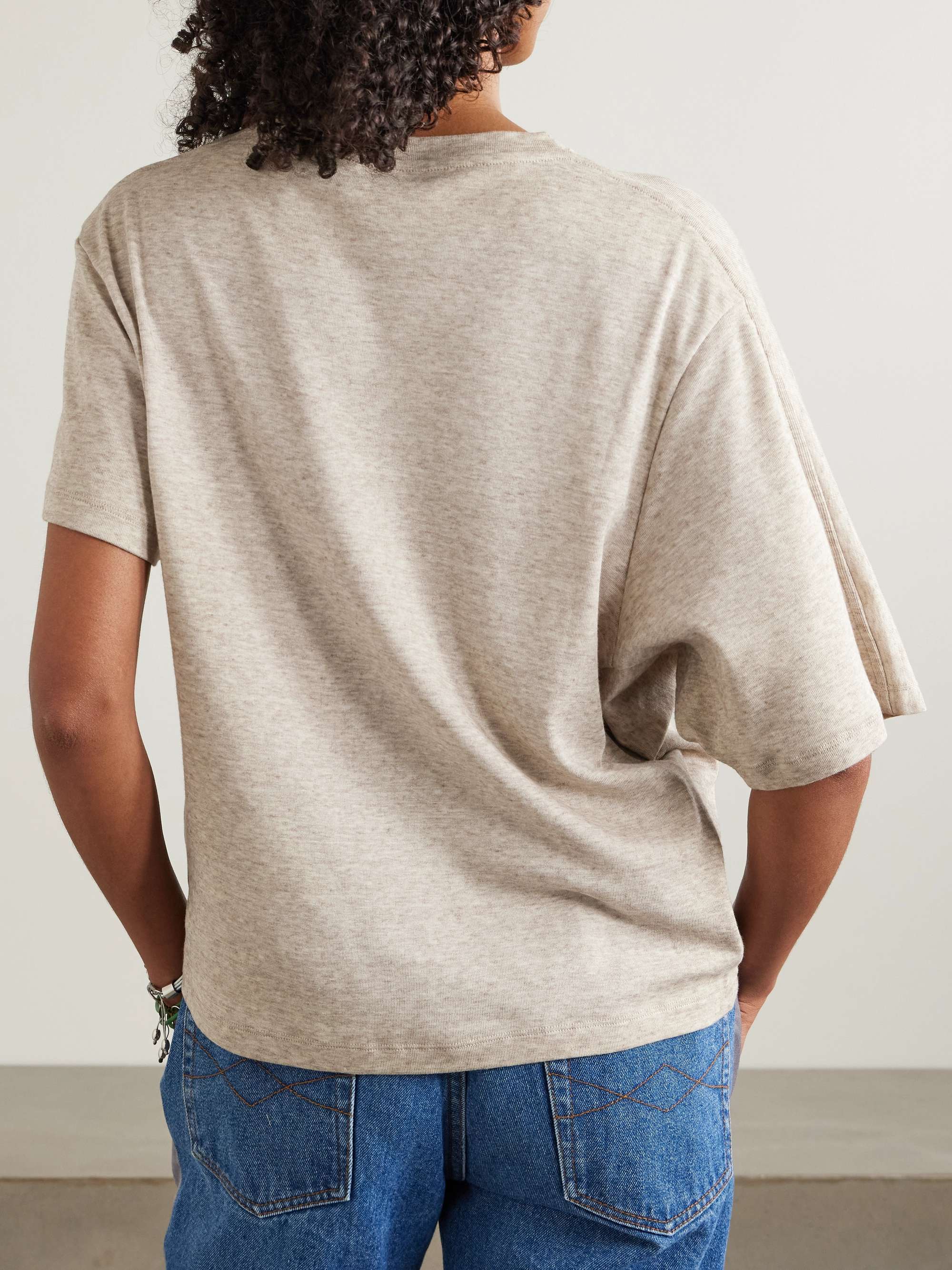 Embroidered draped cotton and wool-blend jersey T-shirt view