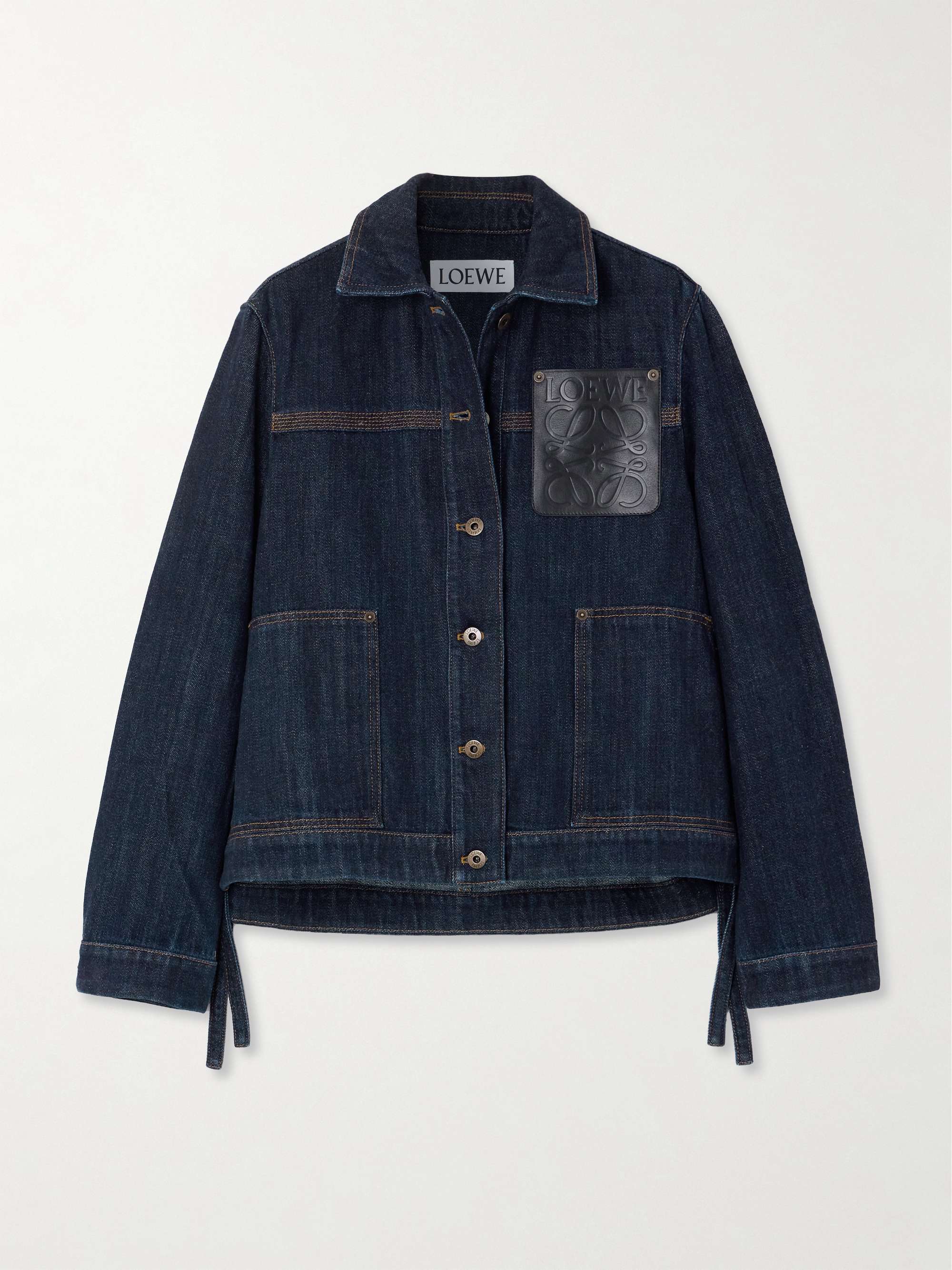 Leather-trimmed denim jacket view