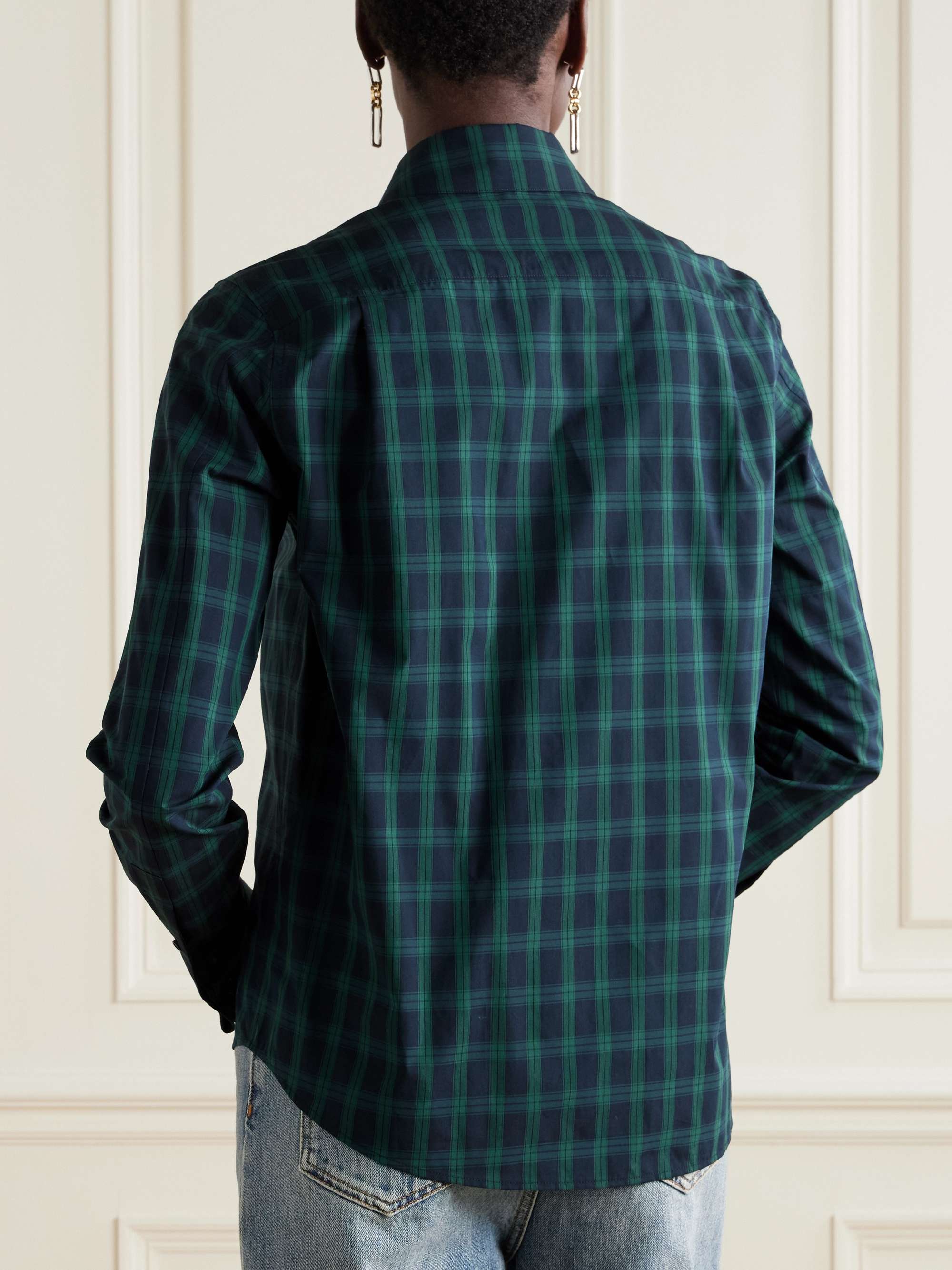 Asymmetric checked cotton-poplin shirt view