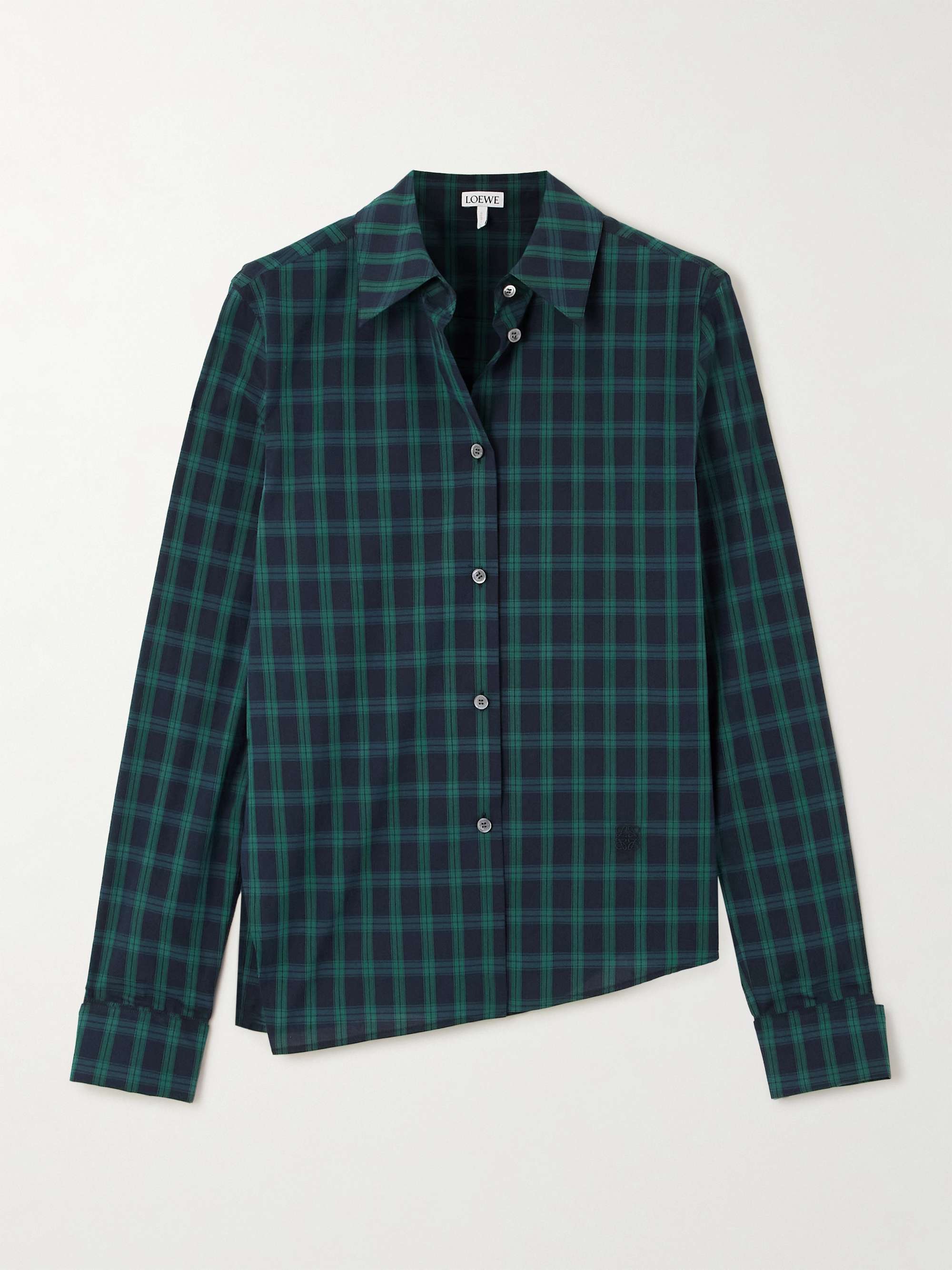 Asymmetric checked cotton-poplin shirt view