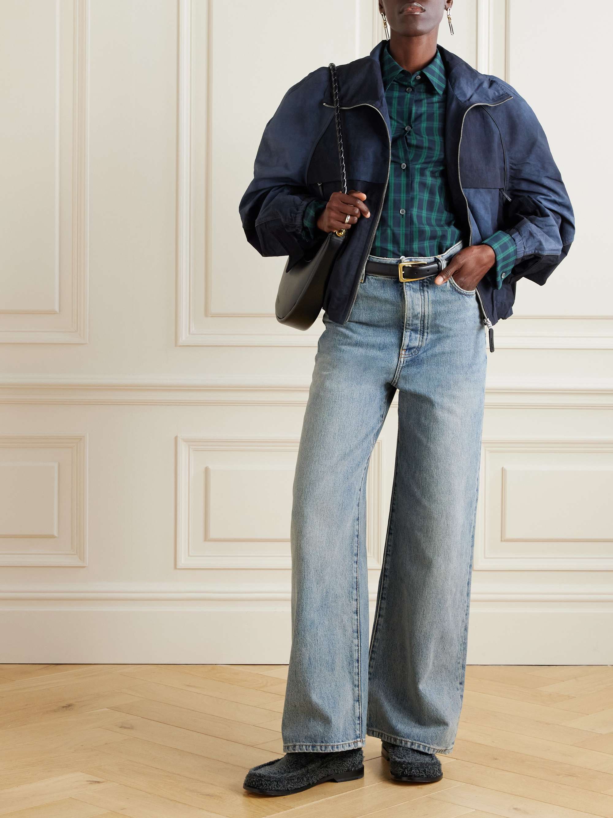 Asymmetric checked cotton-poplin shirt view
