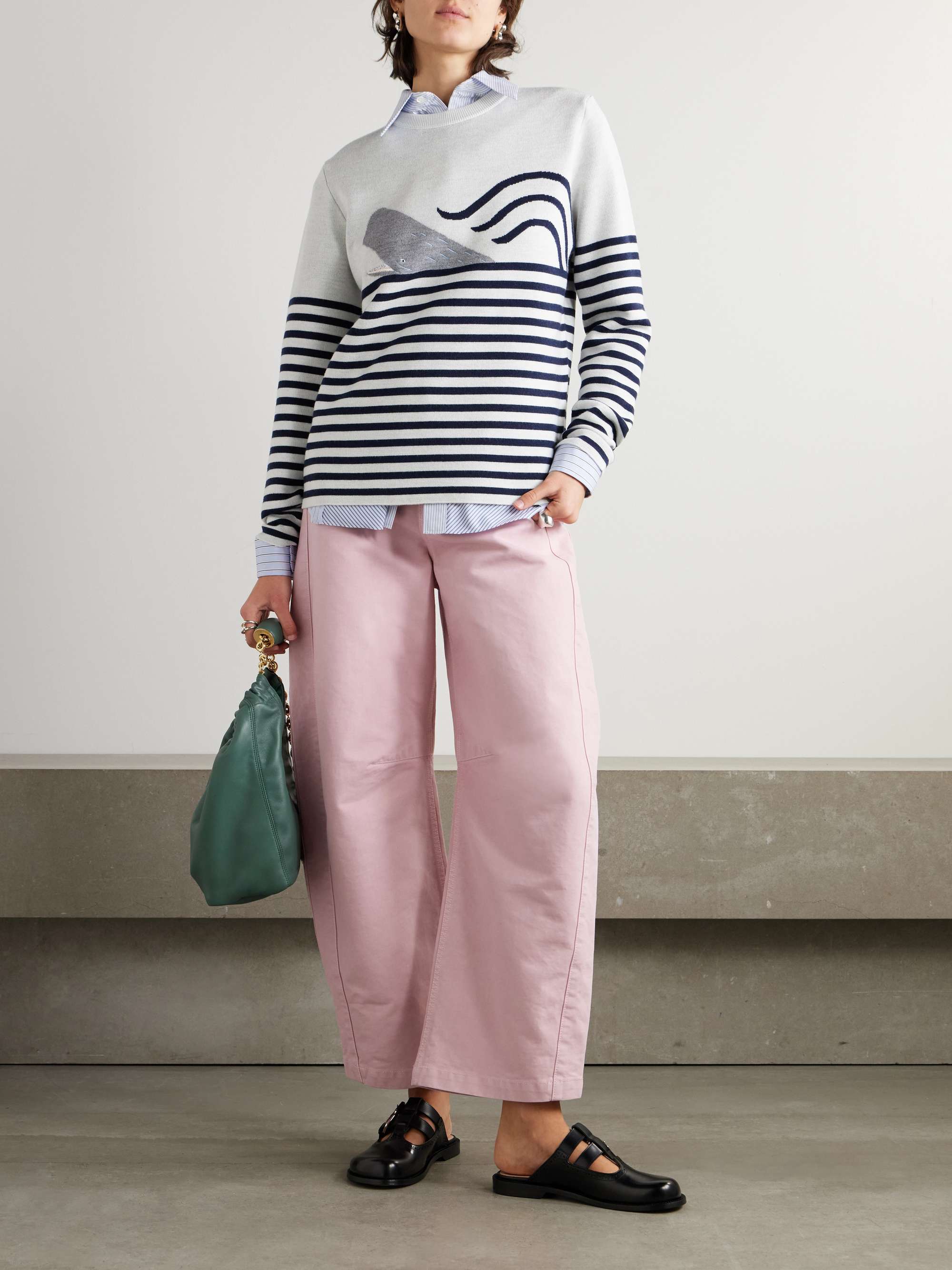 Embroidered jacquard-knit wool-blend sweater view