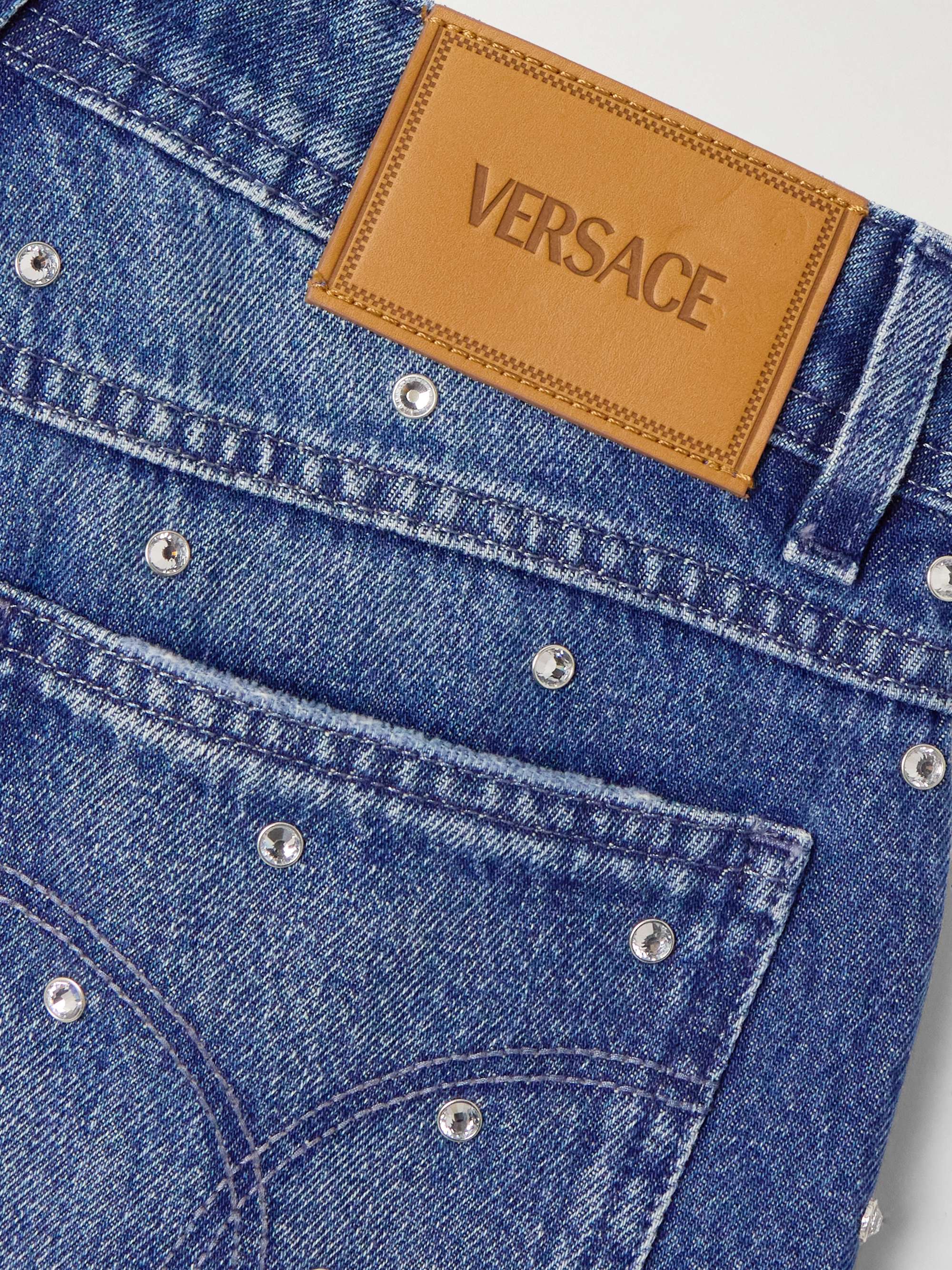 Crystal-embellished mid-rise straight-leg jeans view