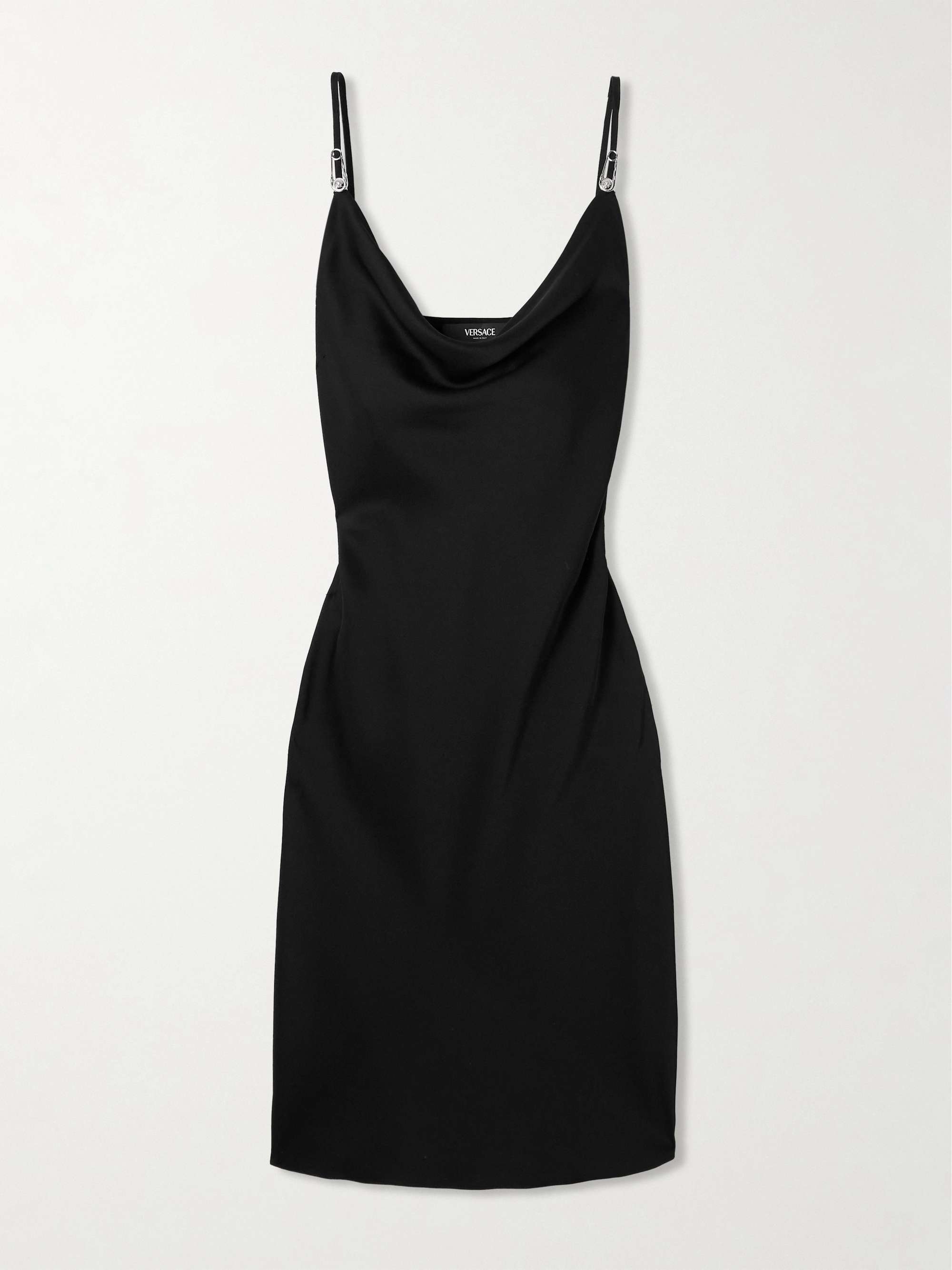 Embellished draped satin midi dress view