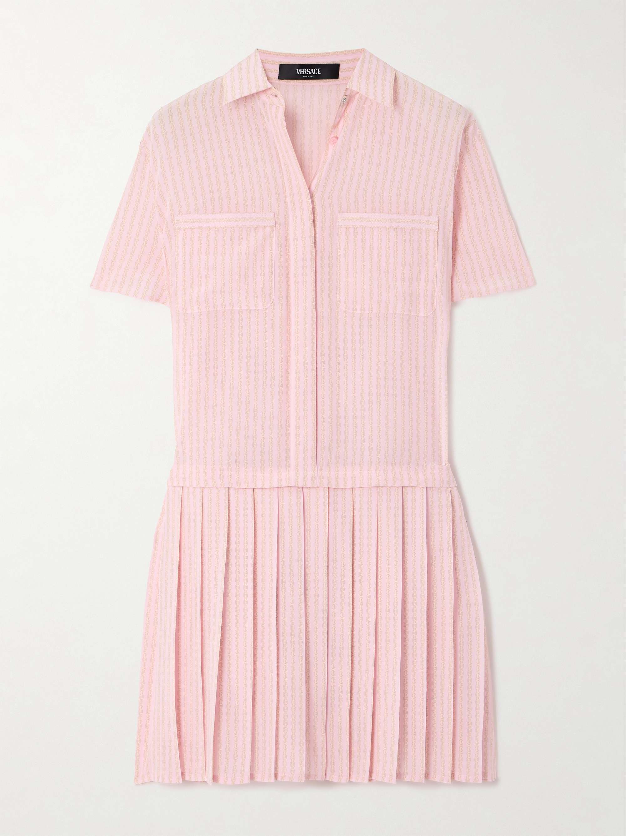 Pleated printed silk crepe de chine mini dress view