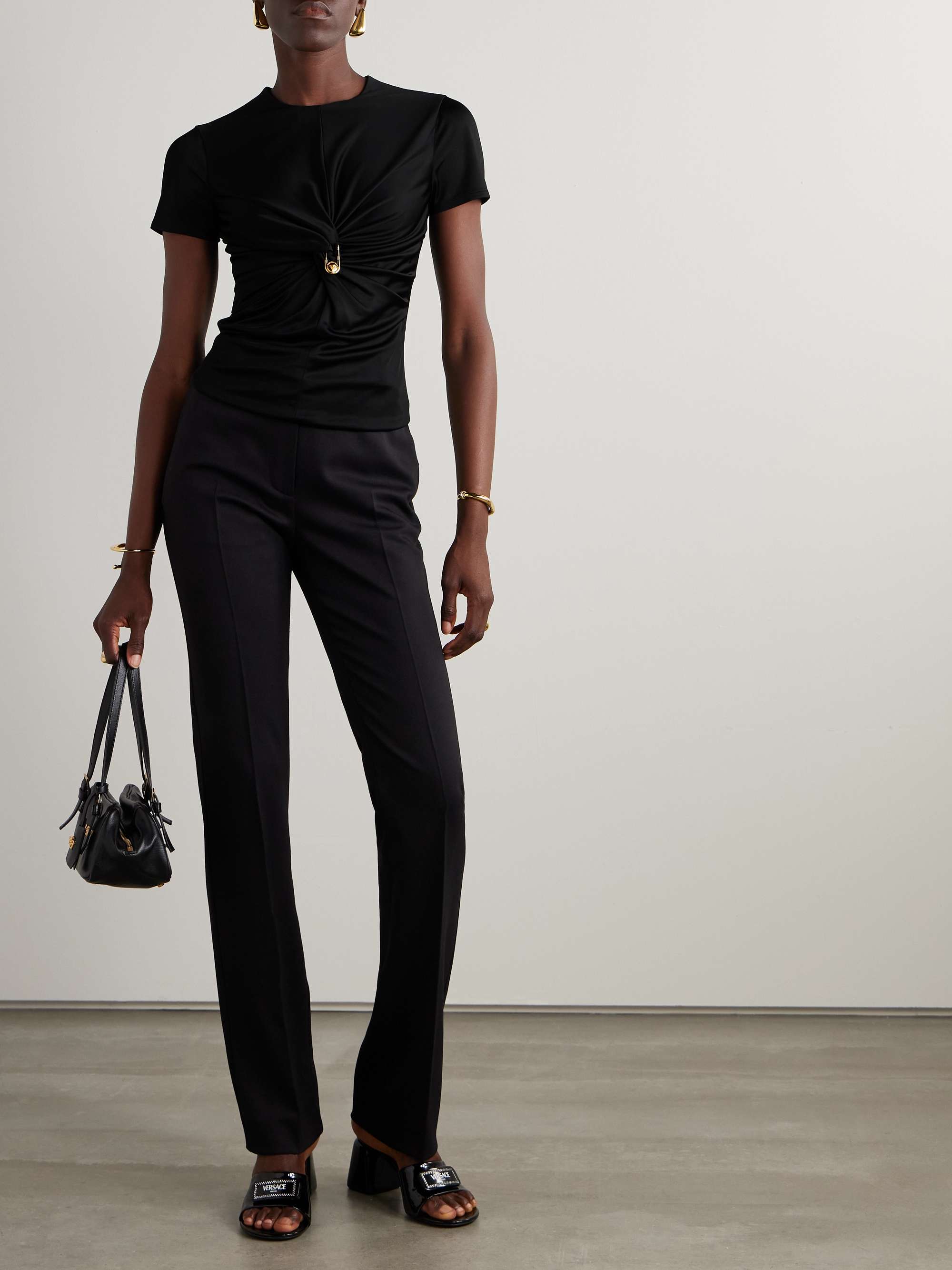 Embellished twisted jersey T-shirt view