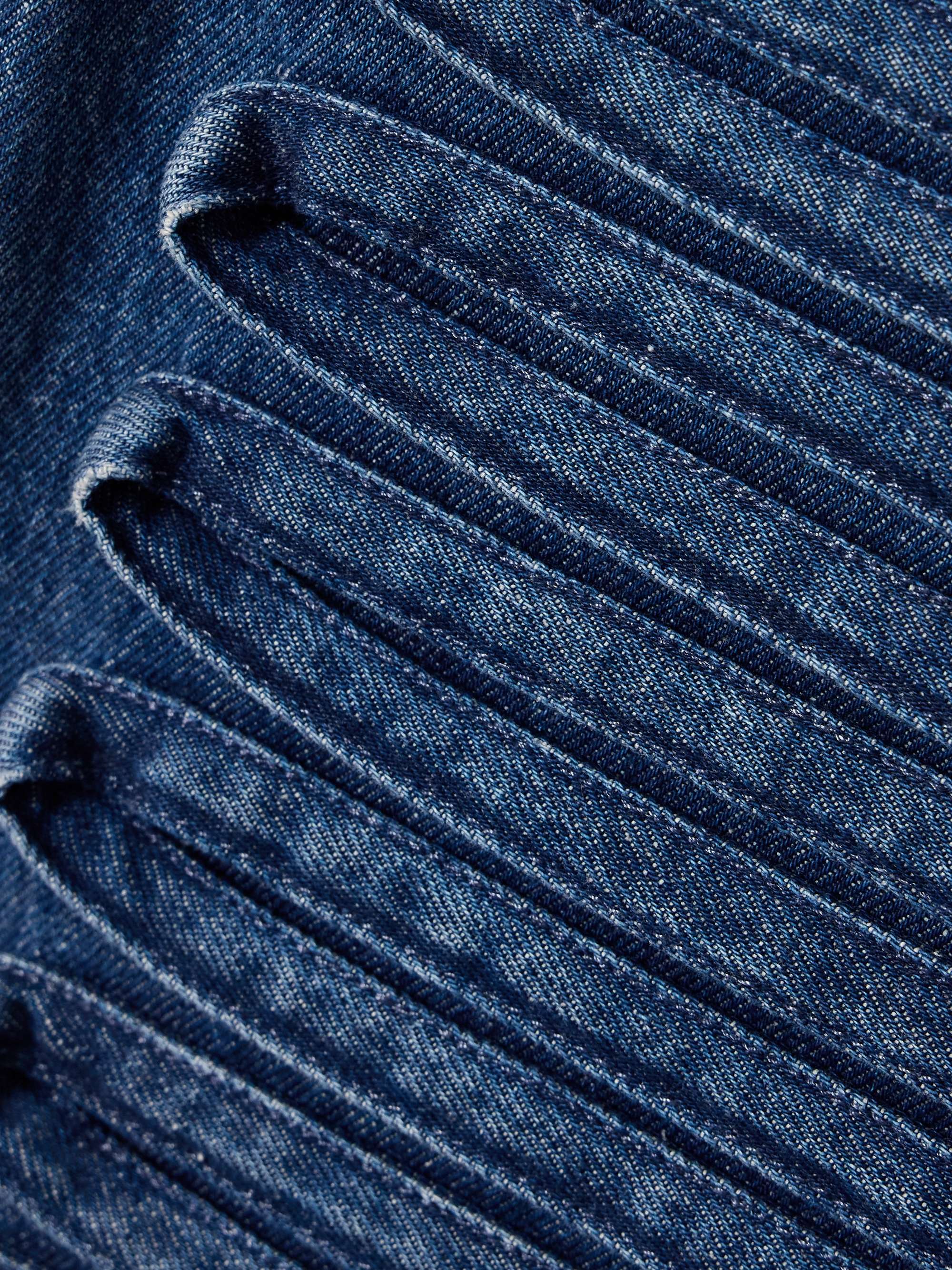 Appliquéd denim mini dress view
