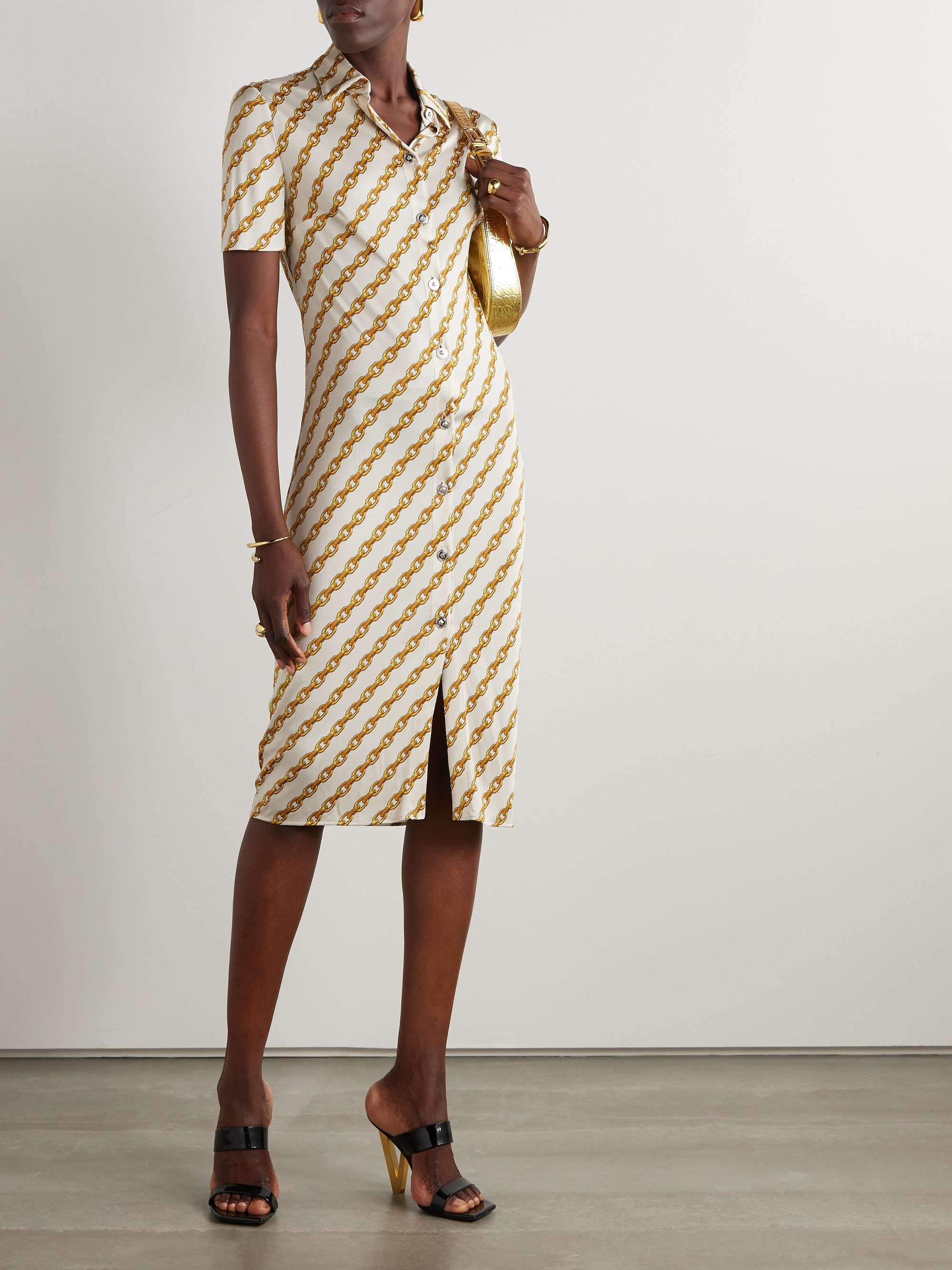 Printed jersey midi shirt dress view