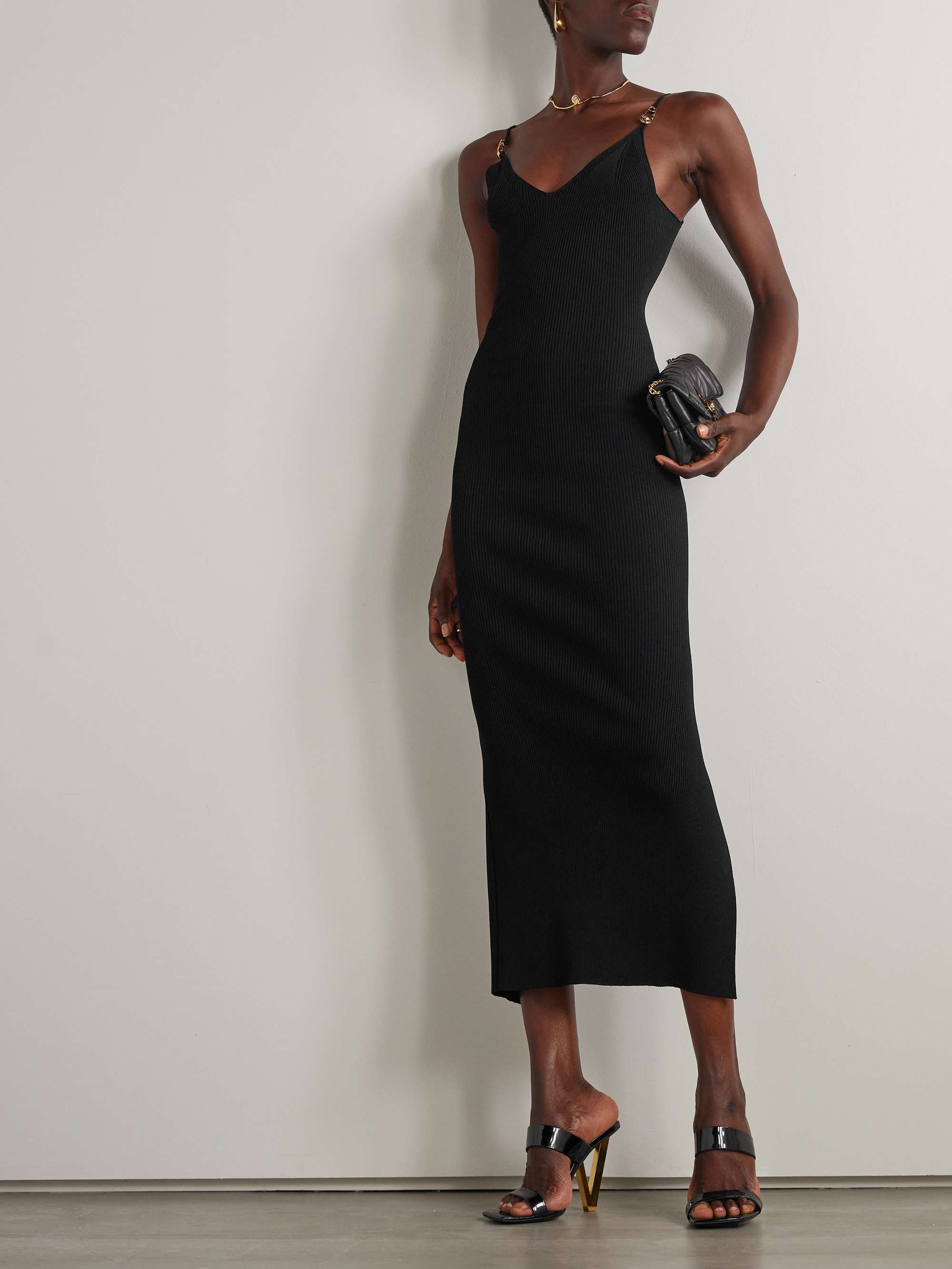 Embellished stretch-jersey midi dress view