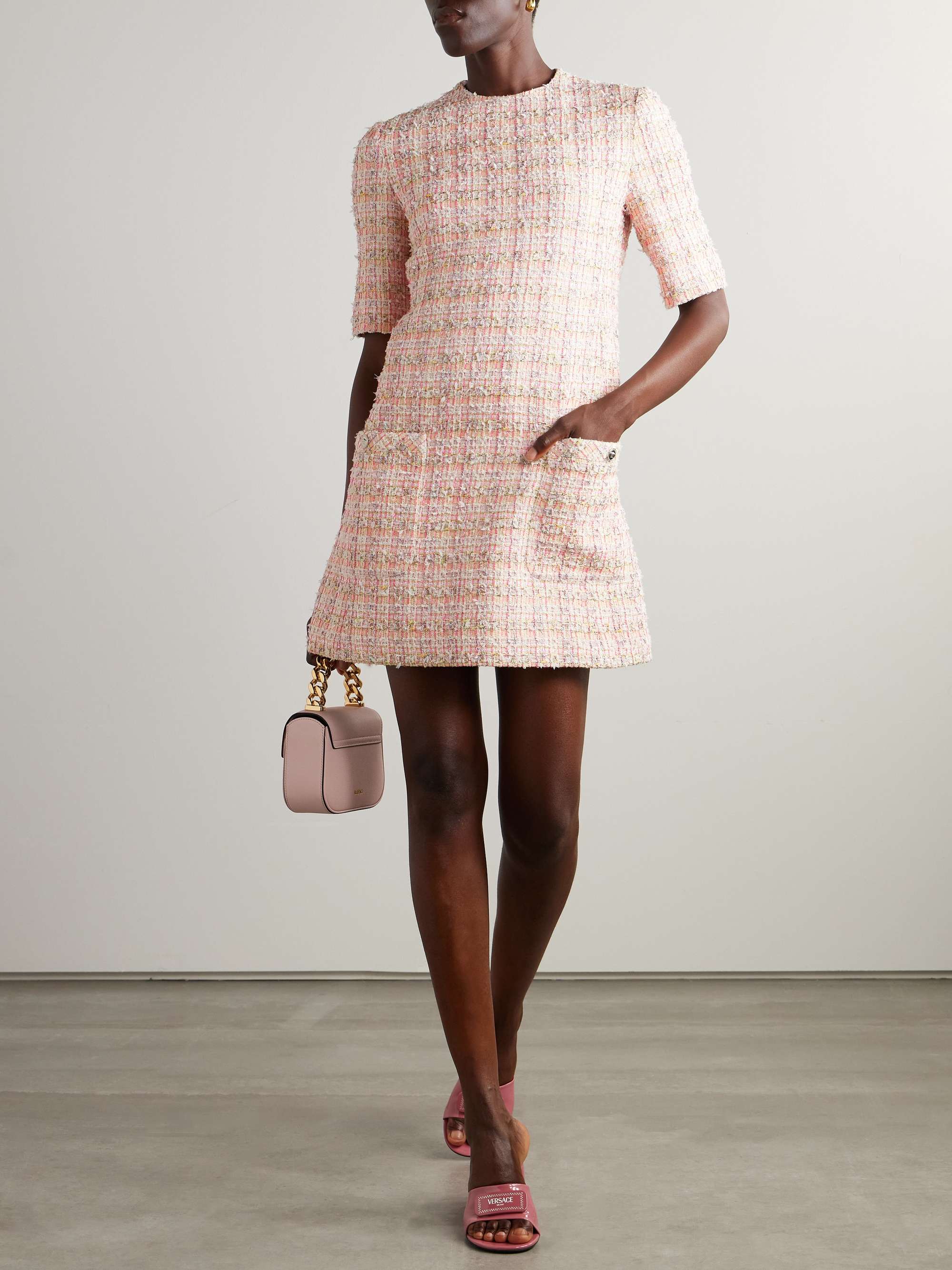 Metallic tweed mini dress view