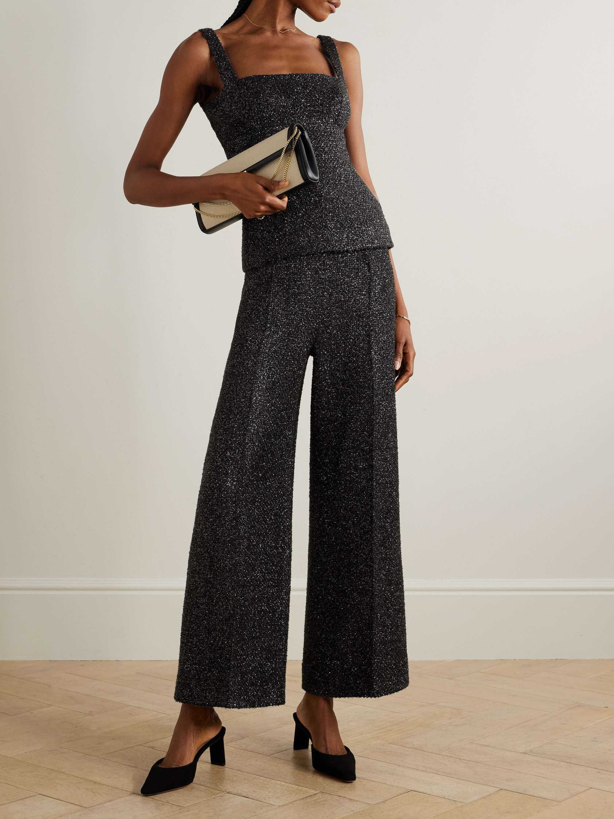 Daffy pleated metallic tweed wide-leg pants view