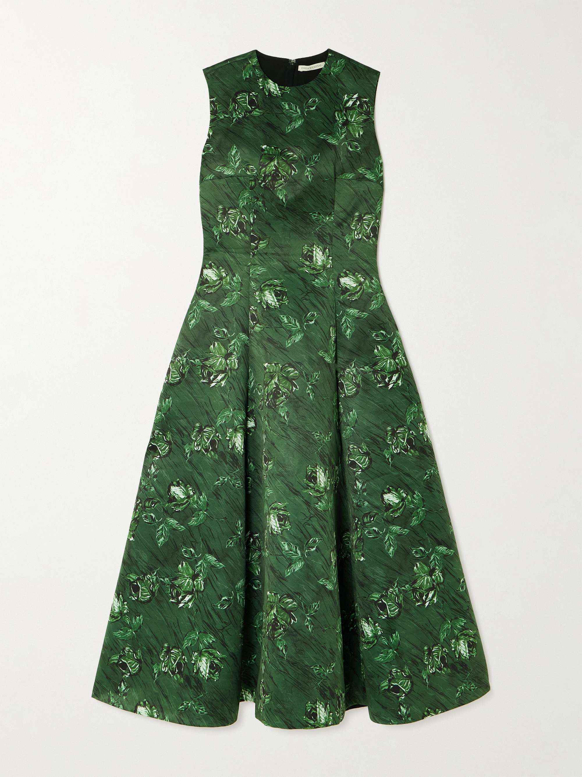 Mara pleated floral-print faille midi dress view