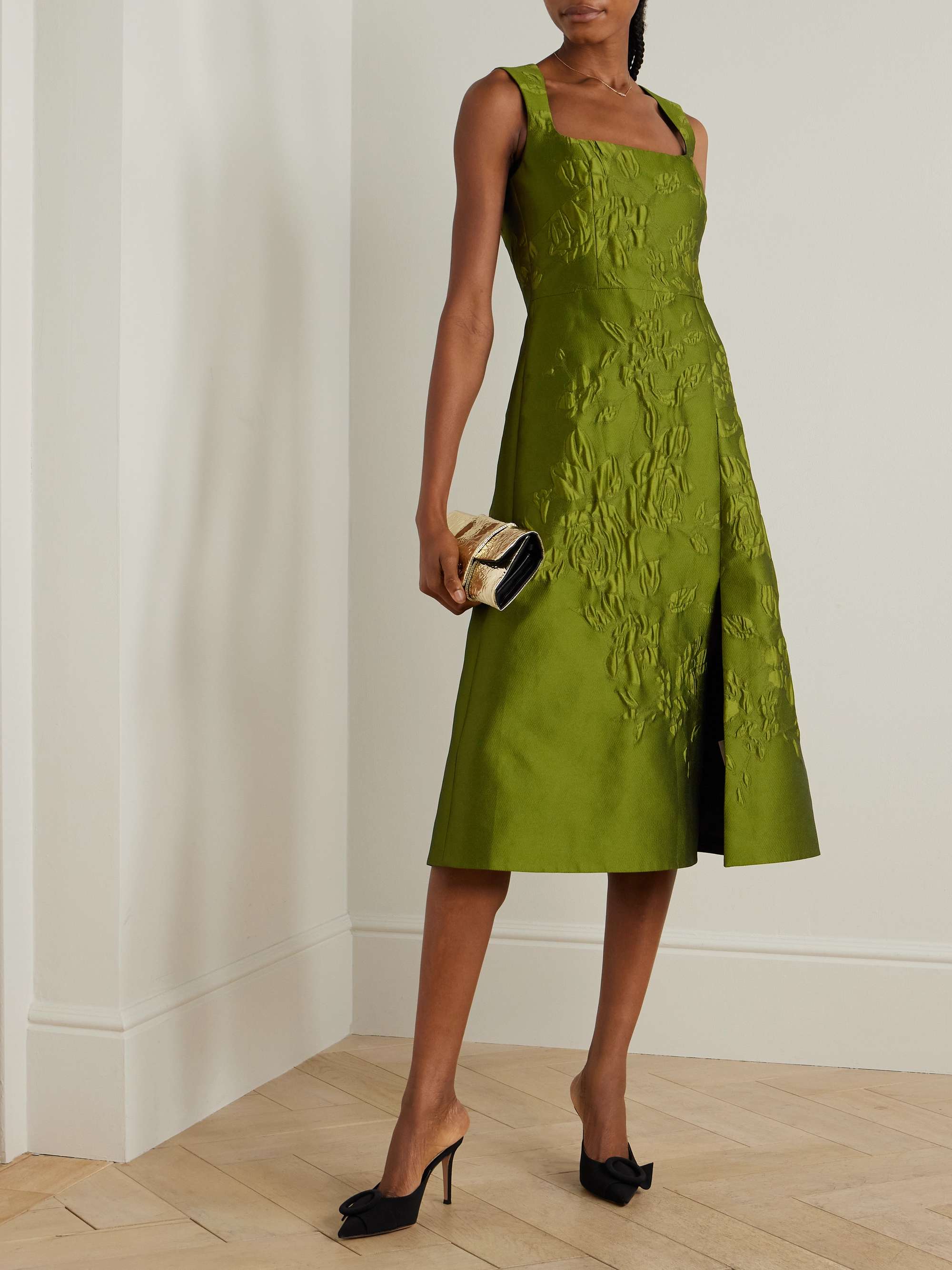 Pinah floral cloqué midi dress view