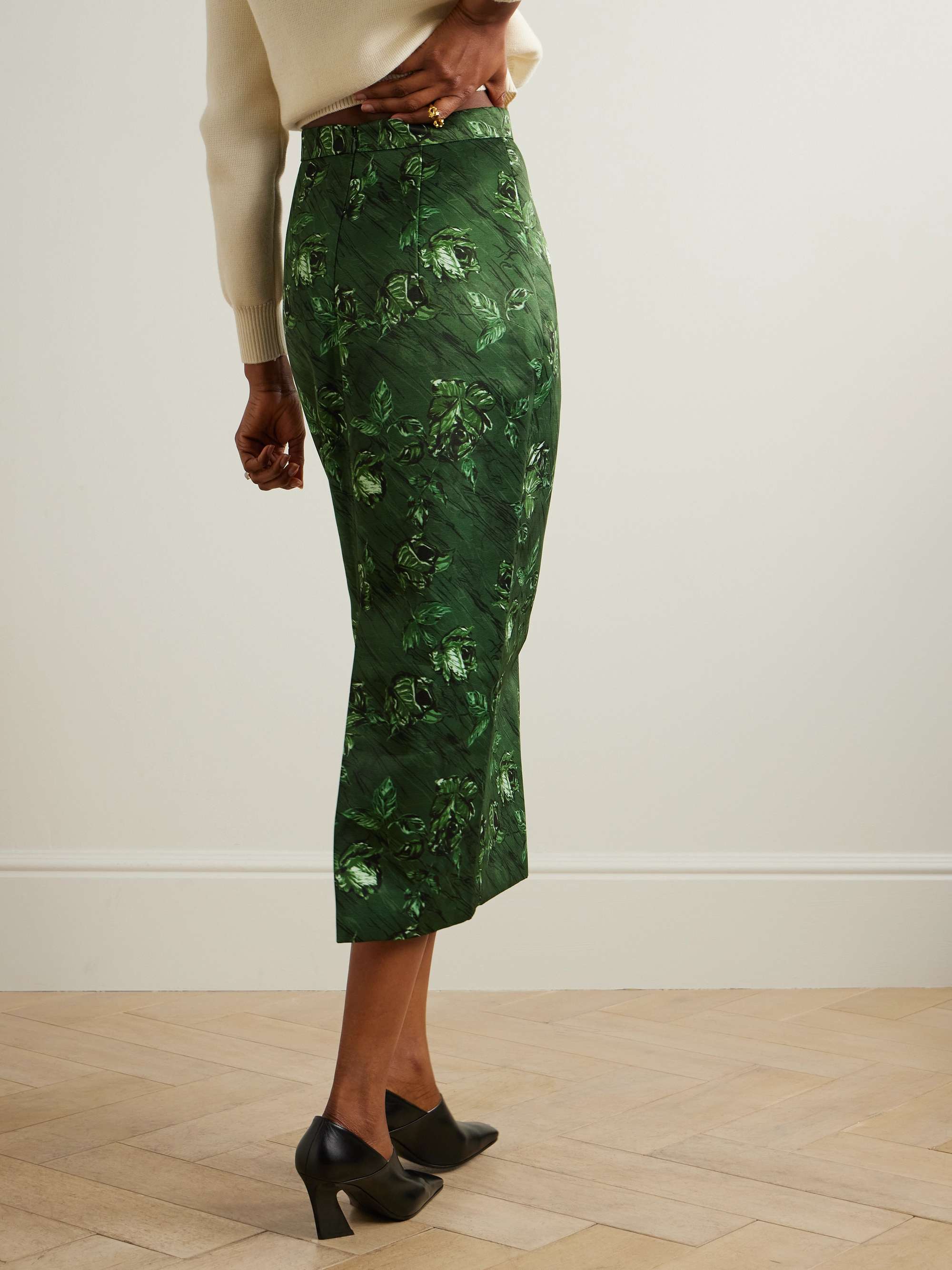 Lorelei floral-print faille midi skirt view