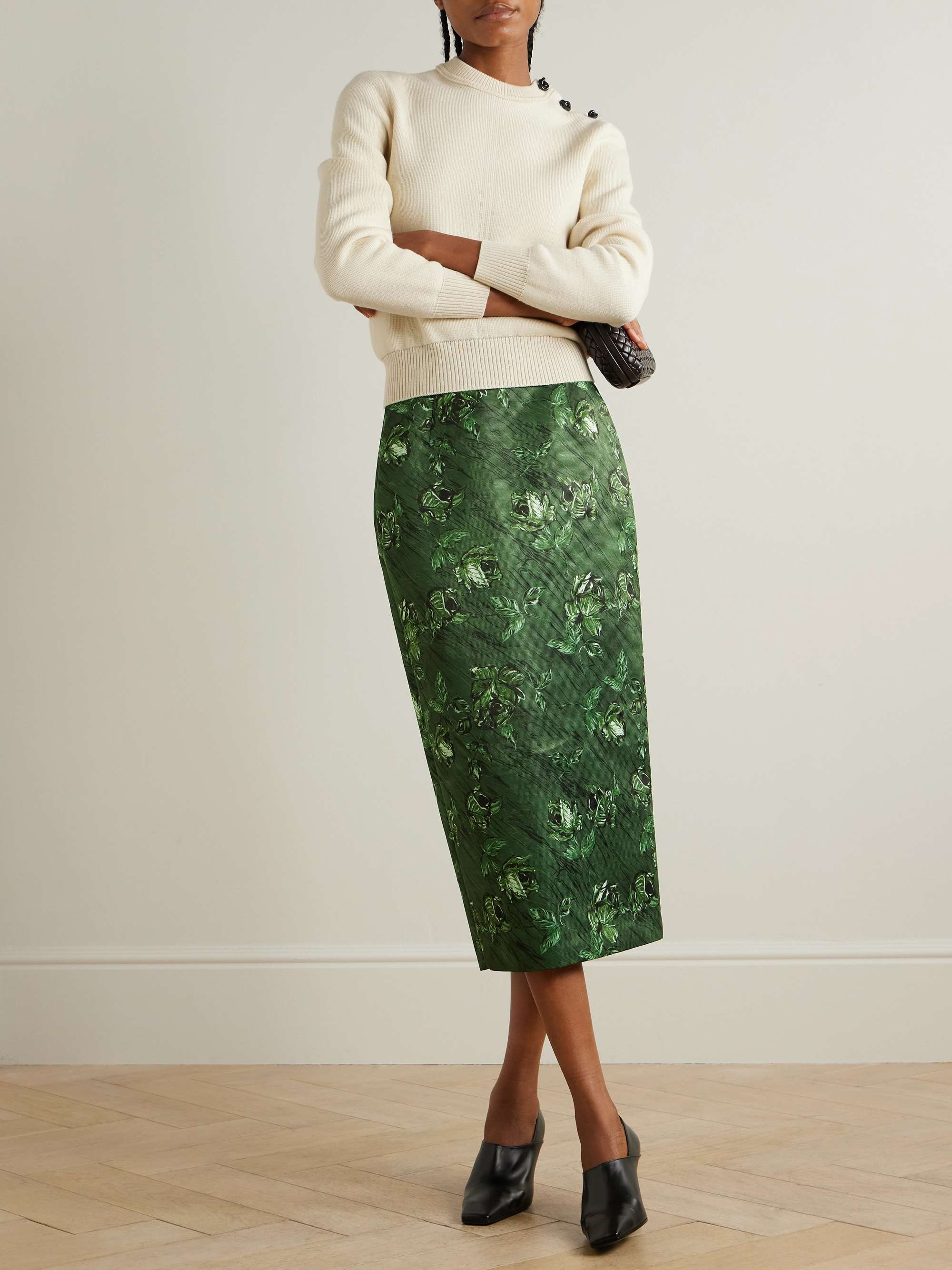 Lorelei floral-print faille midi skirt view