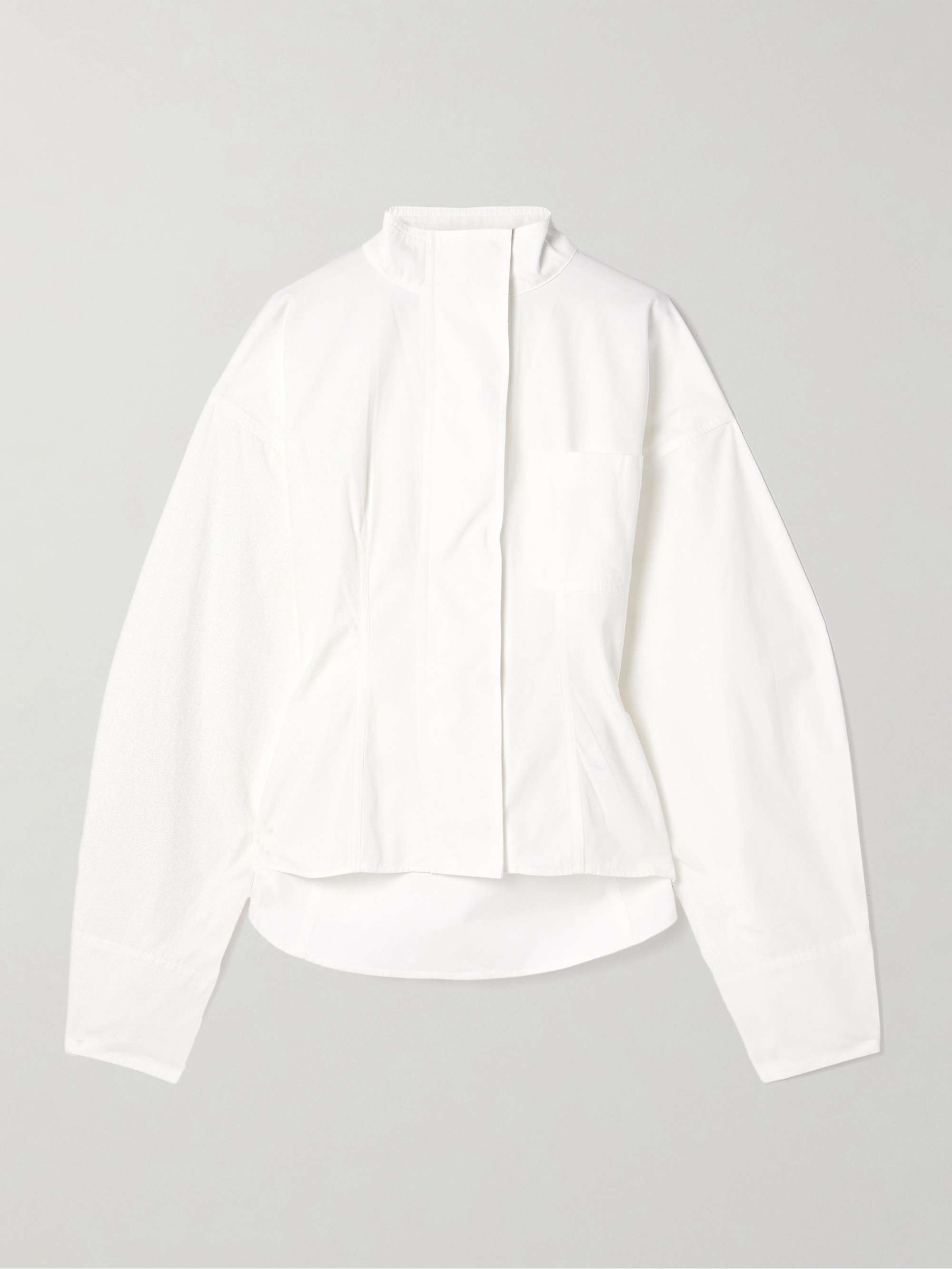 Belted cotton-poplin shirt view