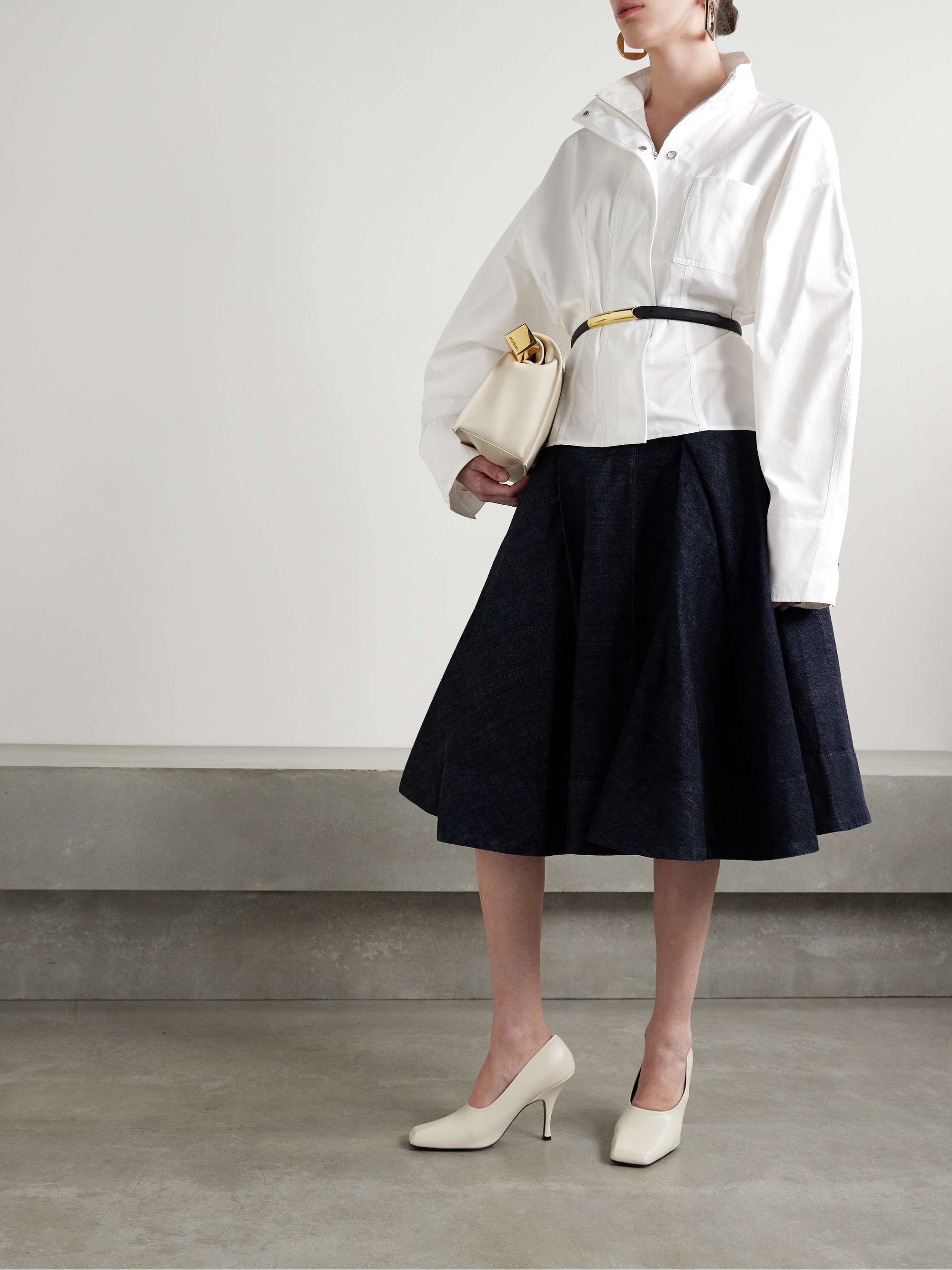 Belted cotton-poplin shirt view