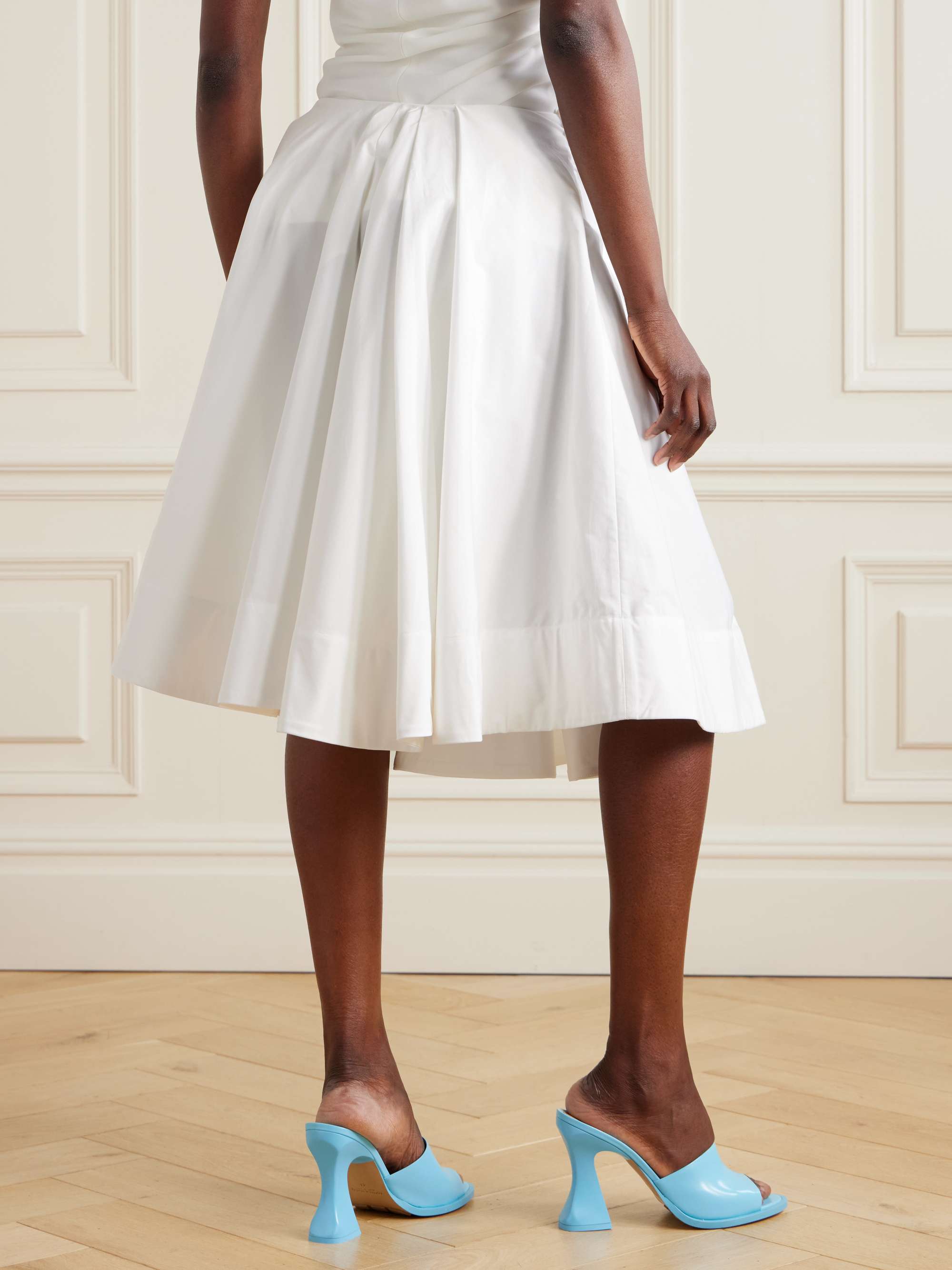 Salon pleated cotton-poplin midi skirt view