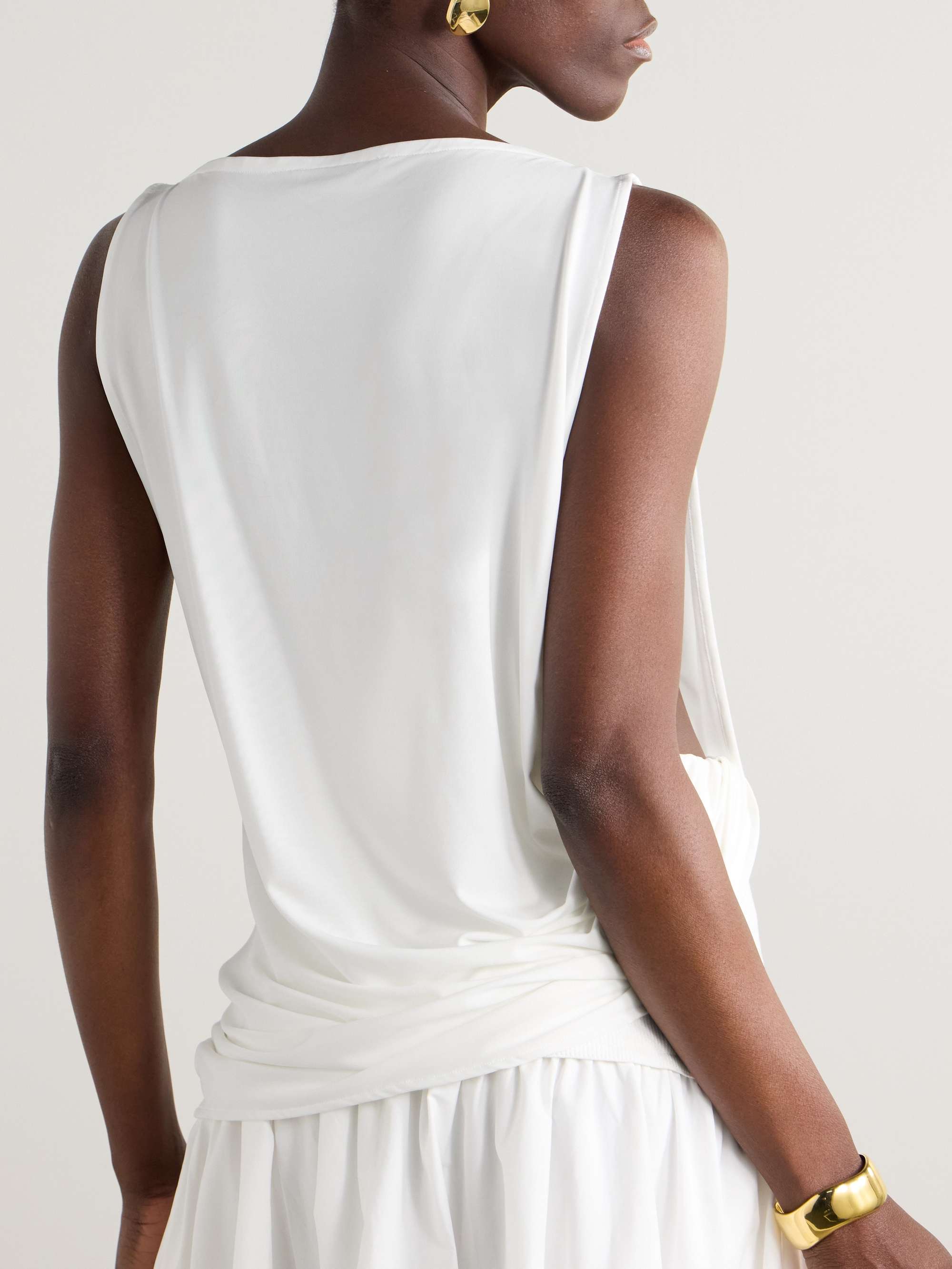 Peplo gathered jersey tank view