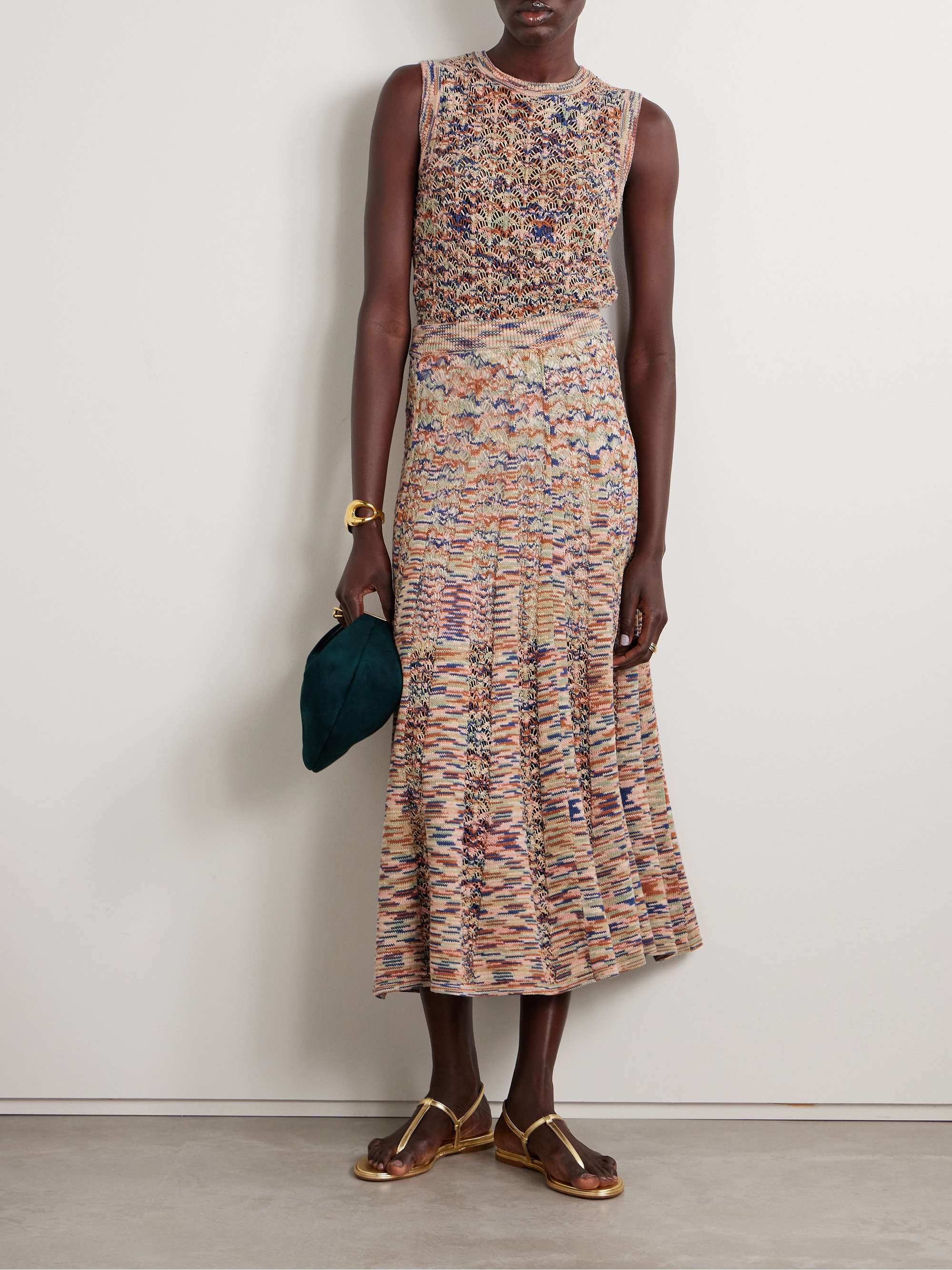Wylie pleated open-knit cotton skirt view