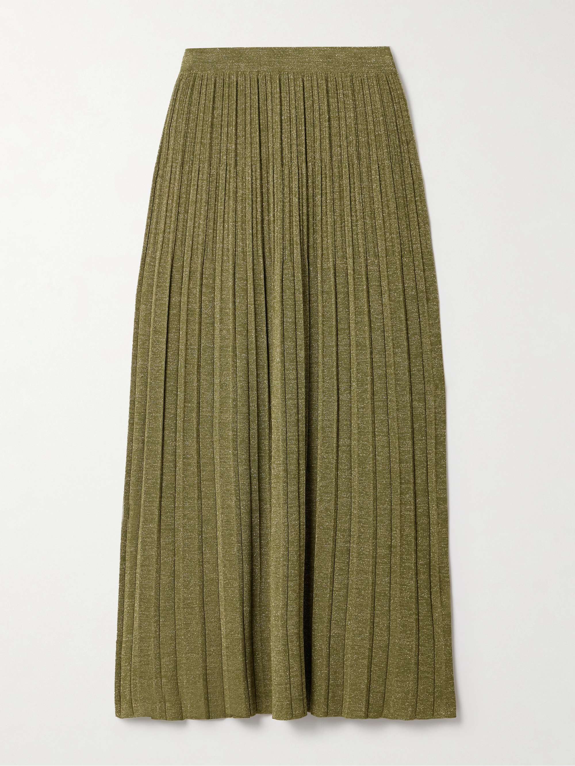 Wylie metallic ribbed-knit midi skirt view