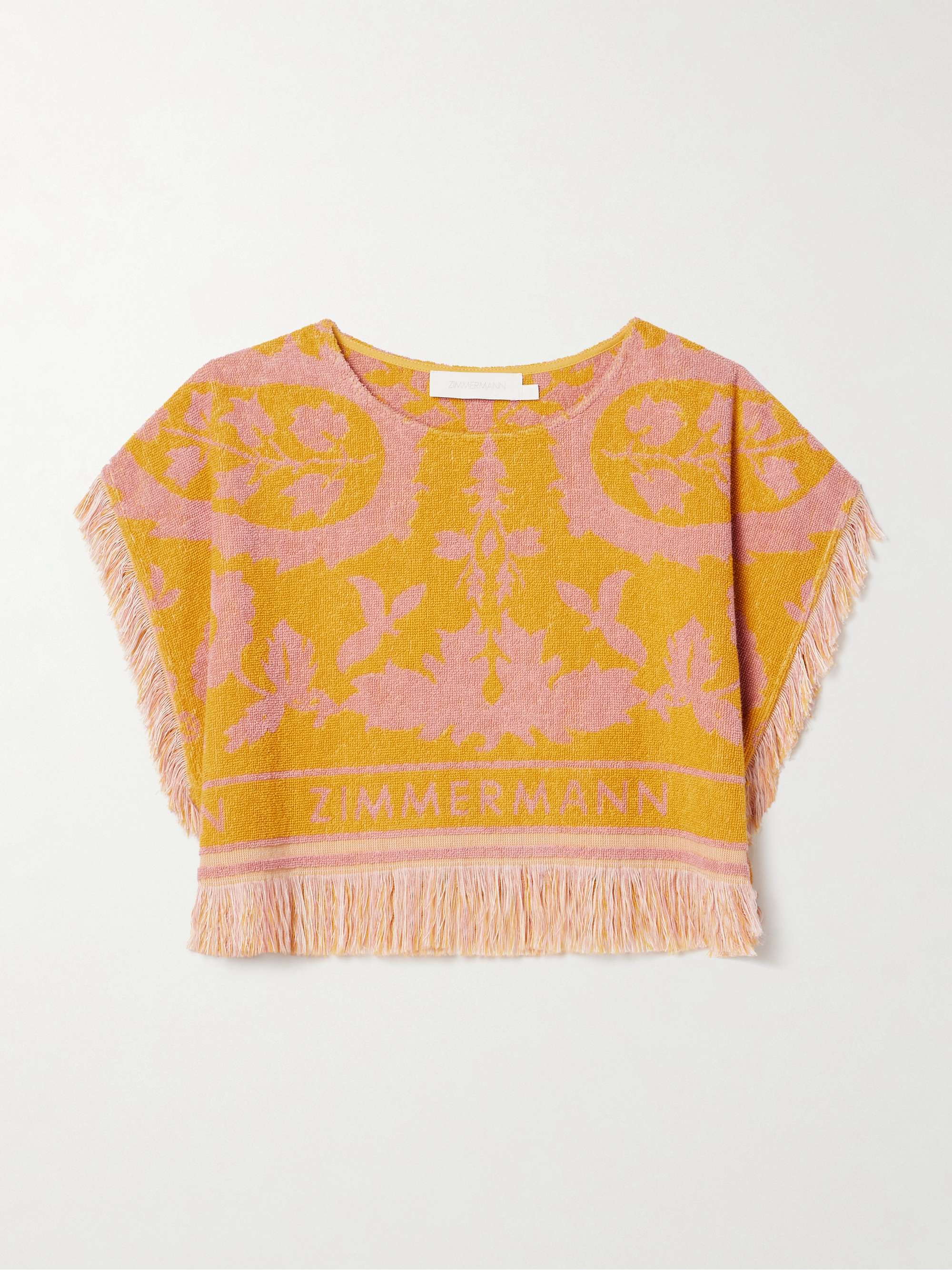 Wylie cropped frayed cotton-terry jacquard top view