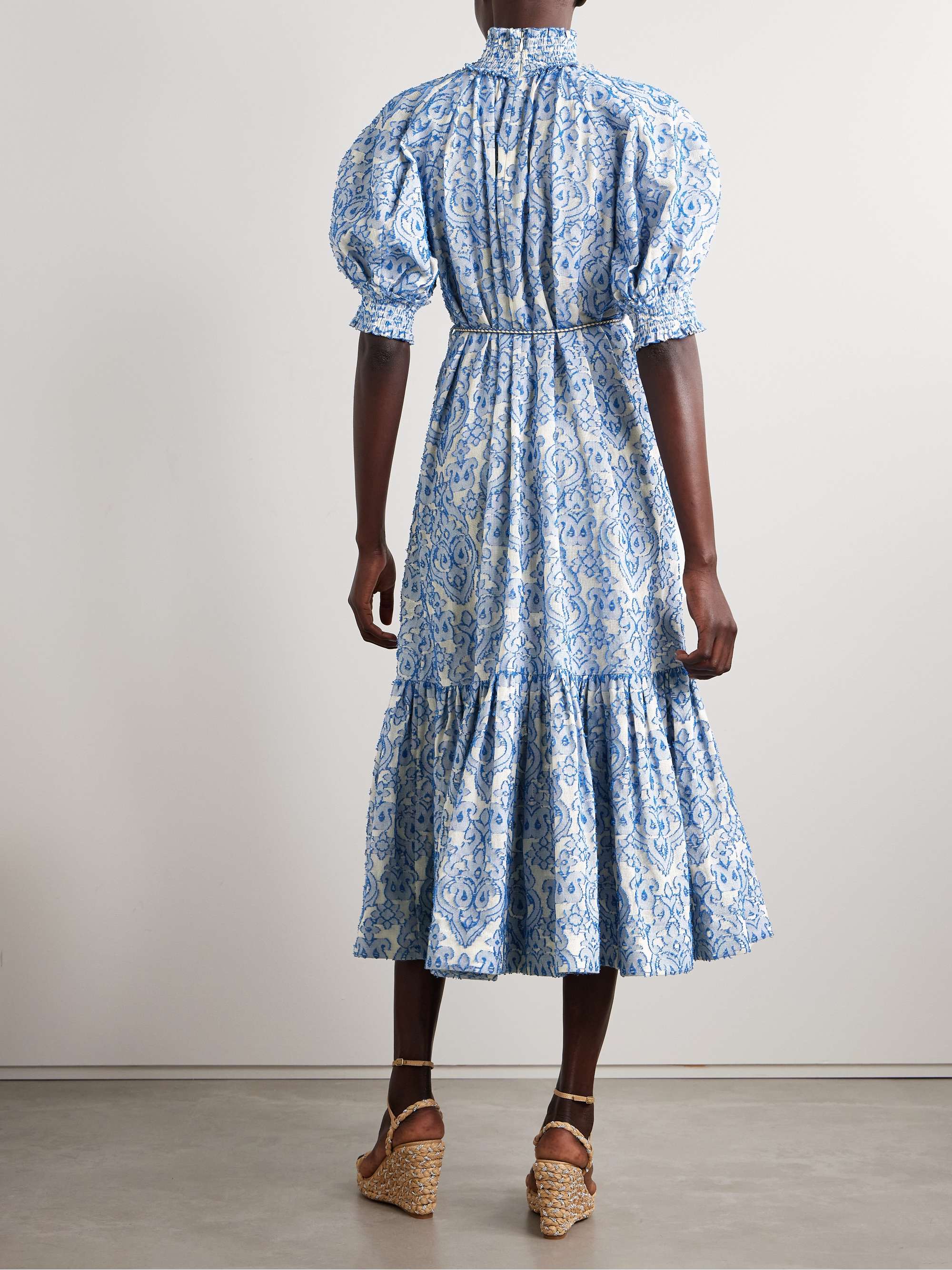Wylie belted tiered embroidered cotton midi dress view
