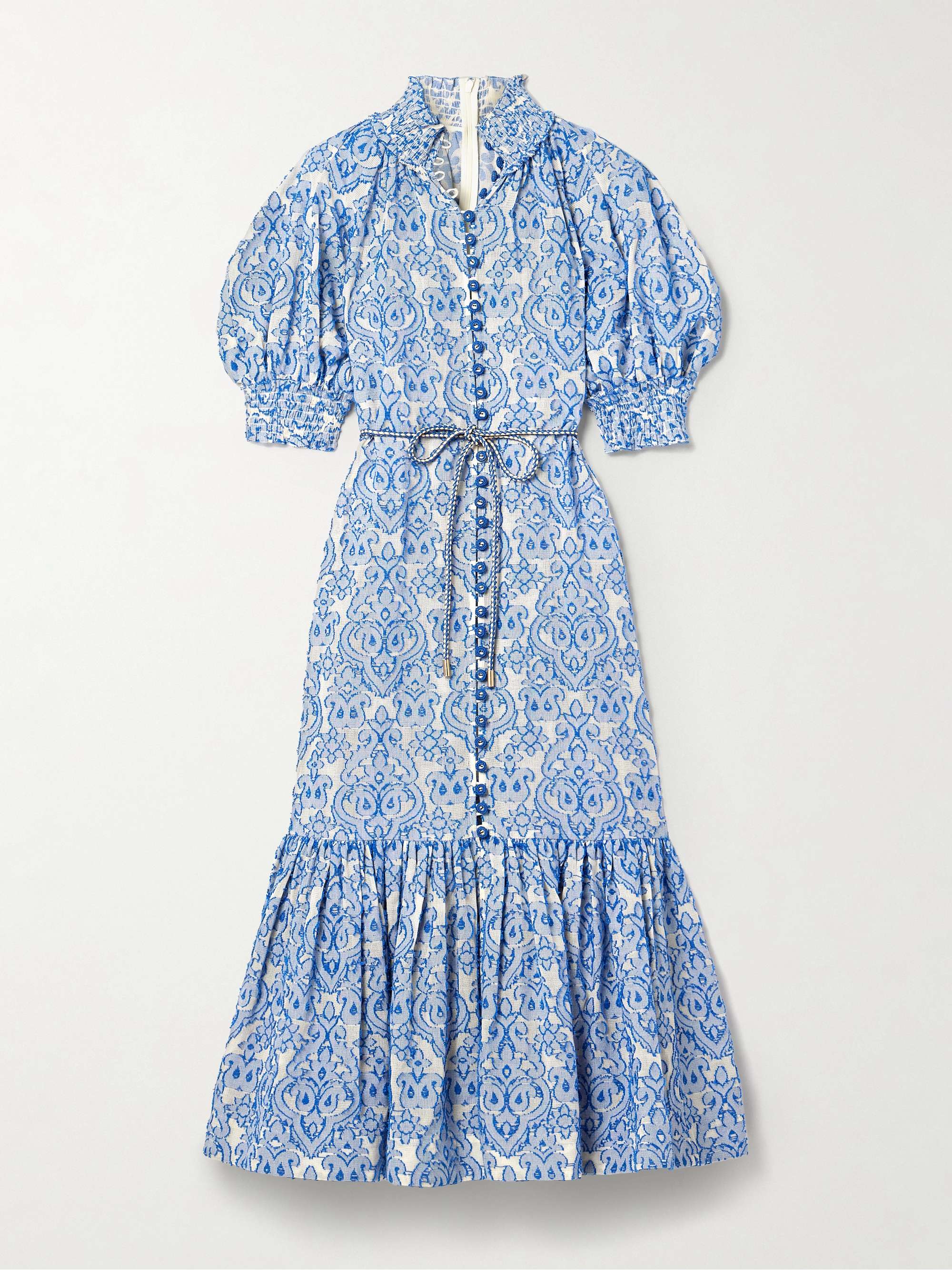 Wylie belted tiered embroidered cotton midi dress view
