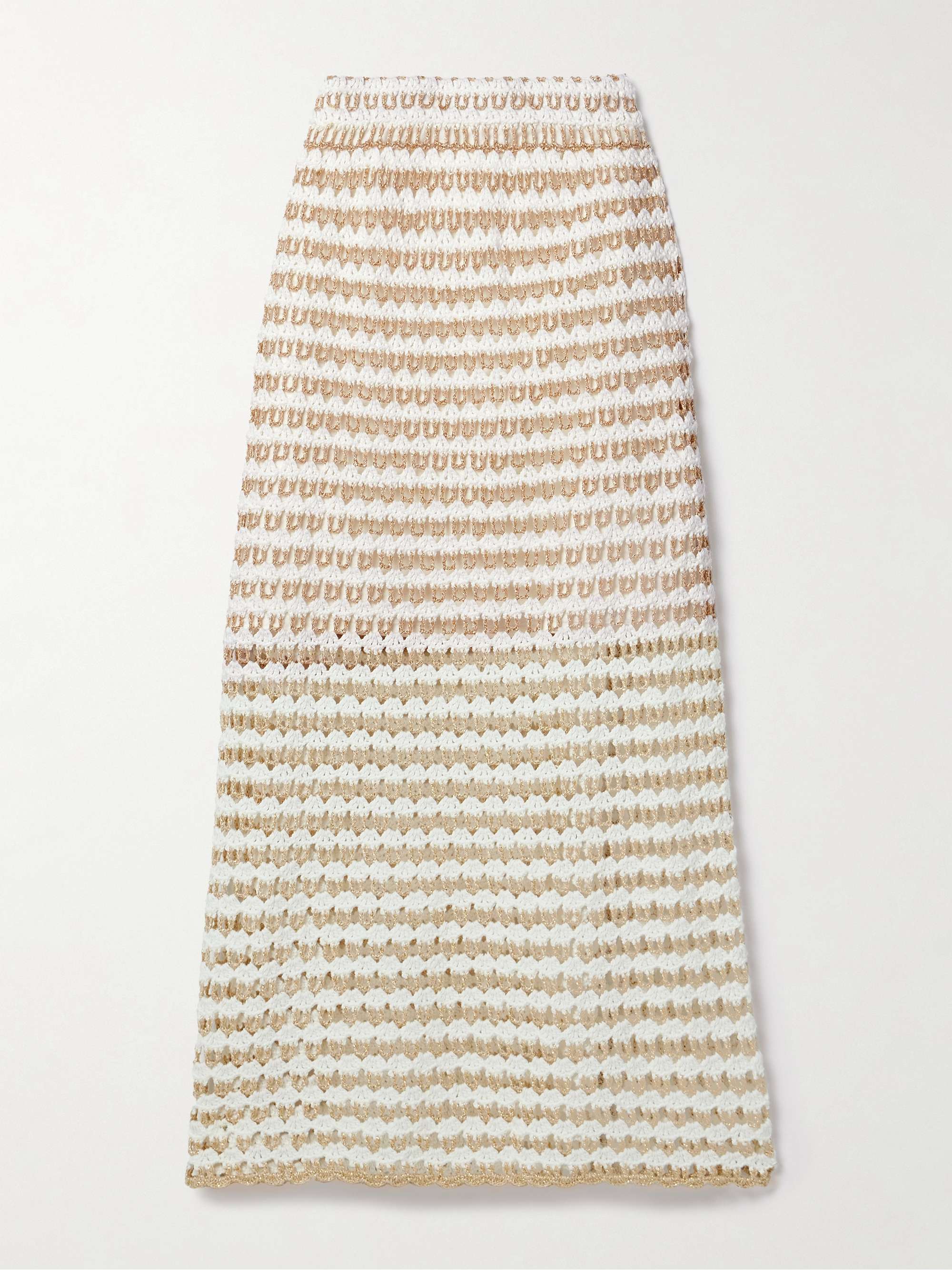 Tallow striped crocheted cotton-blend midi skirt view