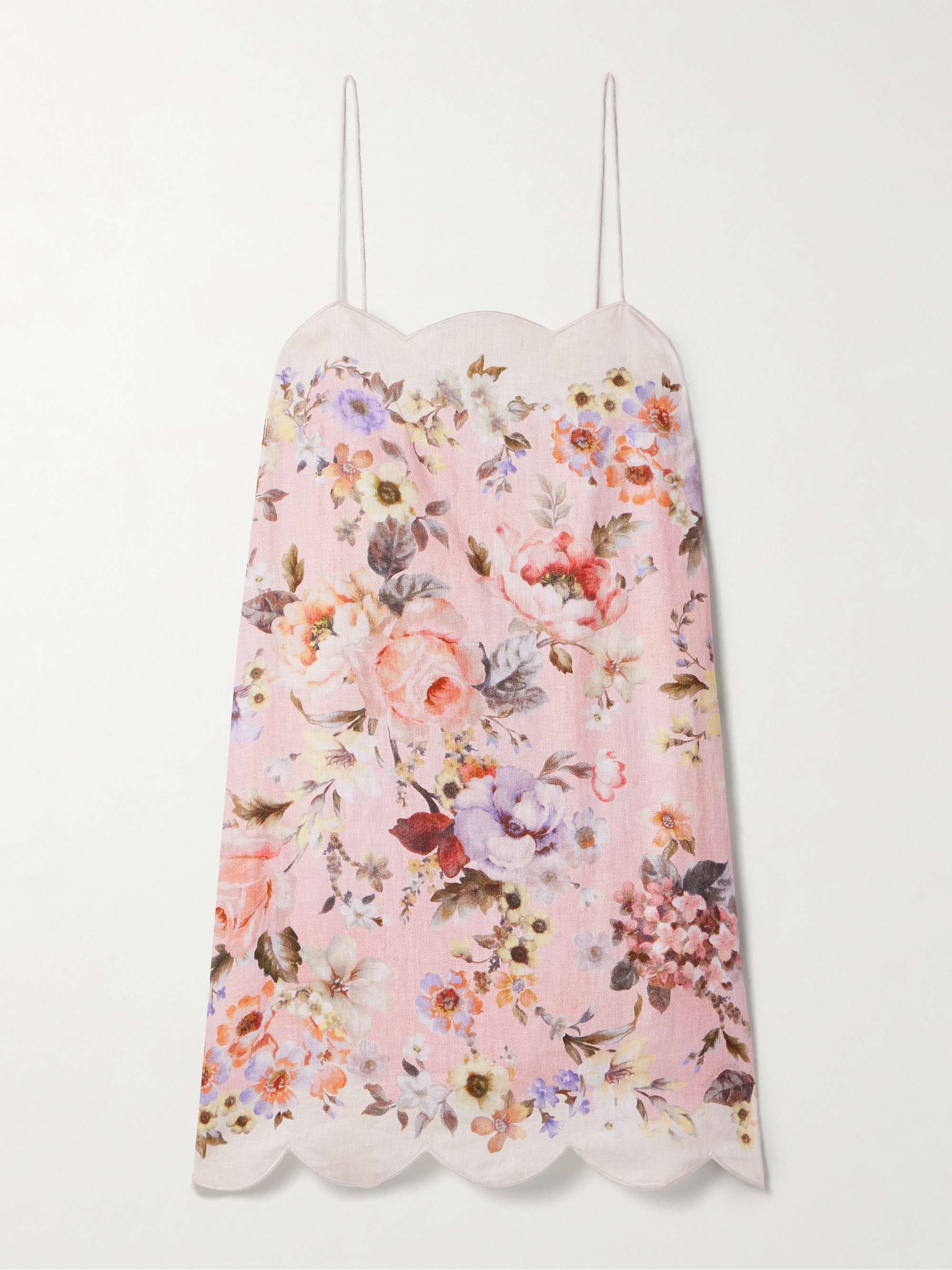 Acacia scalloped floral-print linen mini dress view