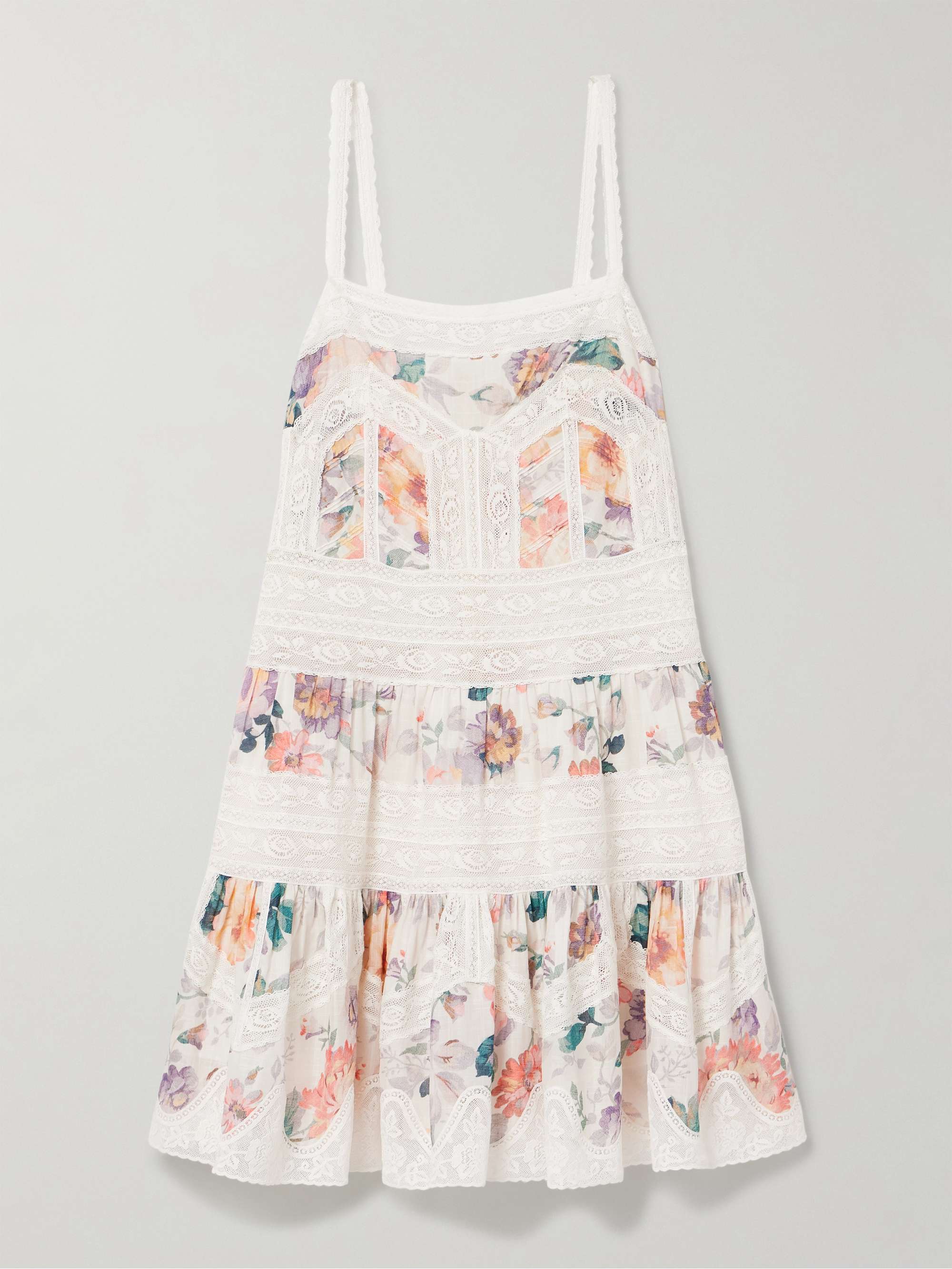 Acacia lace-trimmed floral-print cotton-voile mini dress view