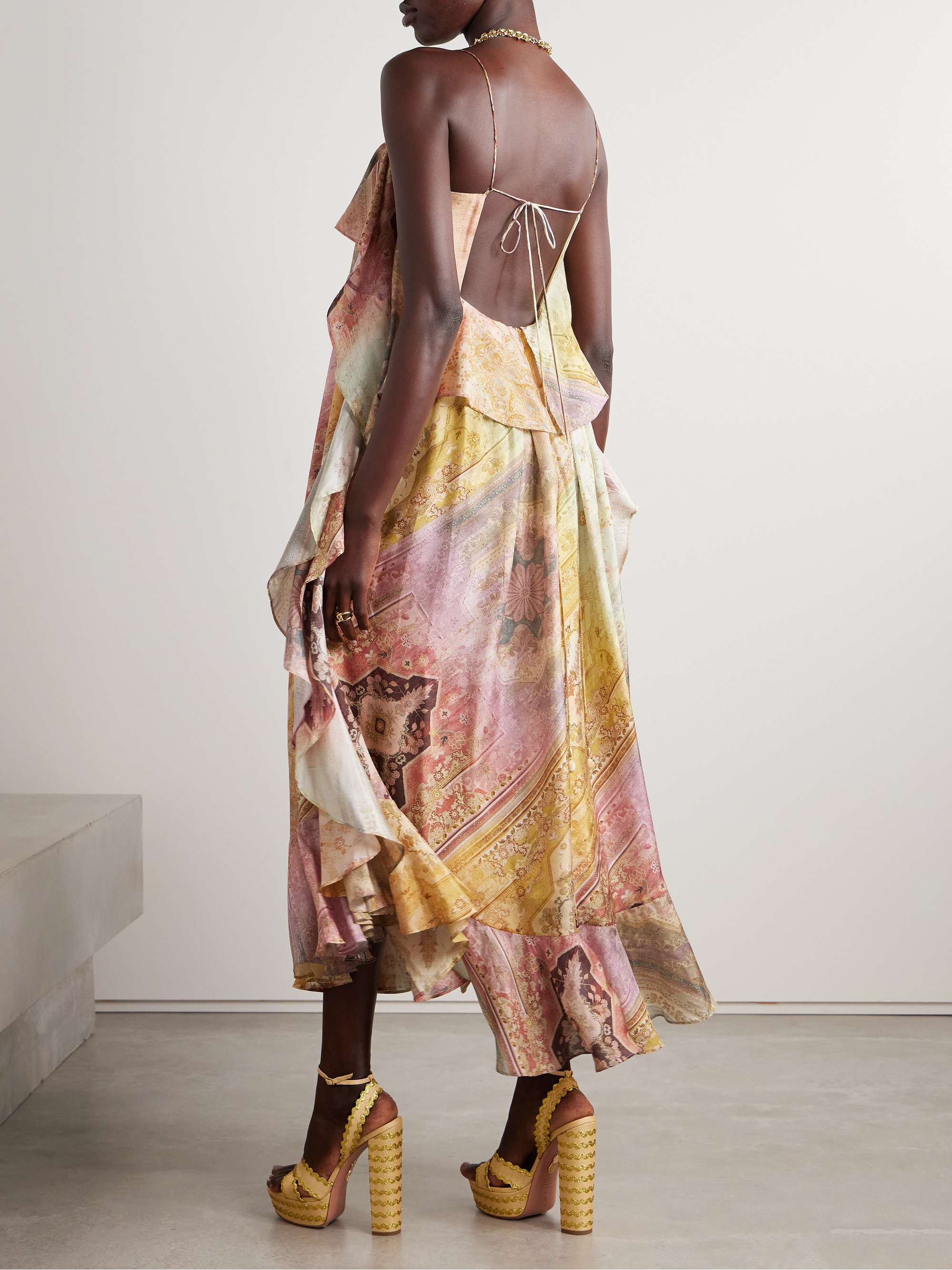 Tallow ruffled printed silk maxi dress view