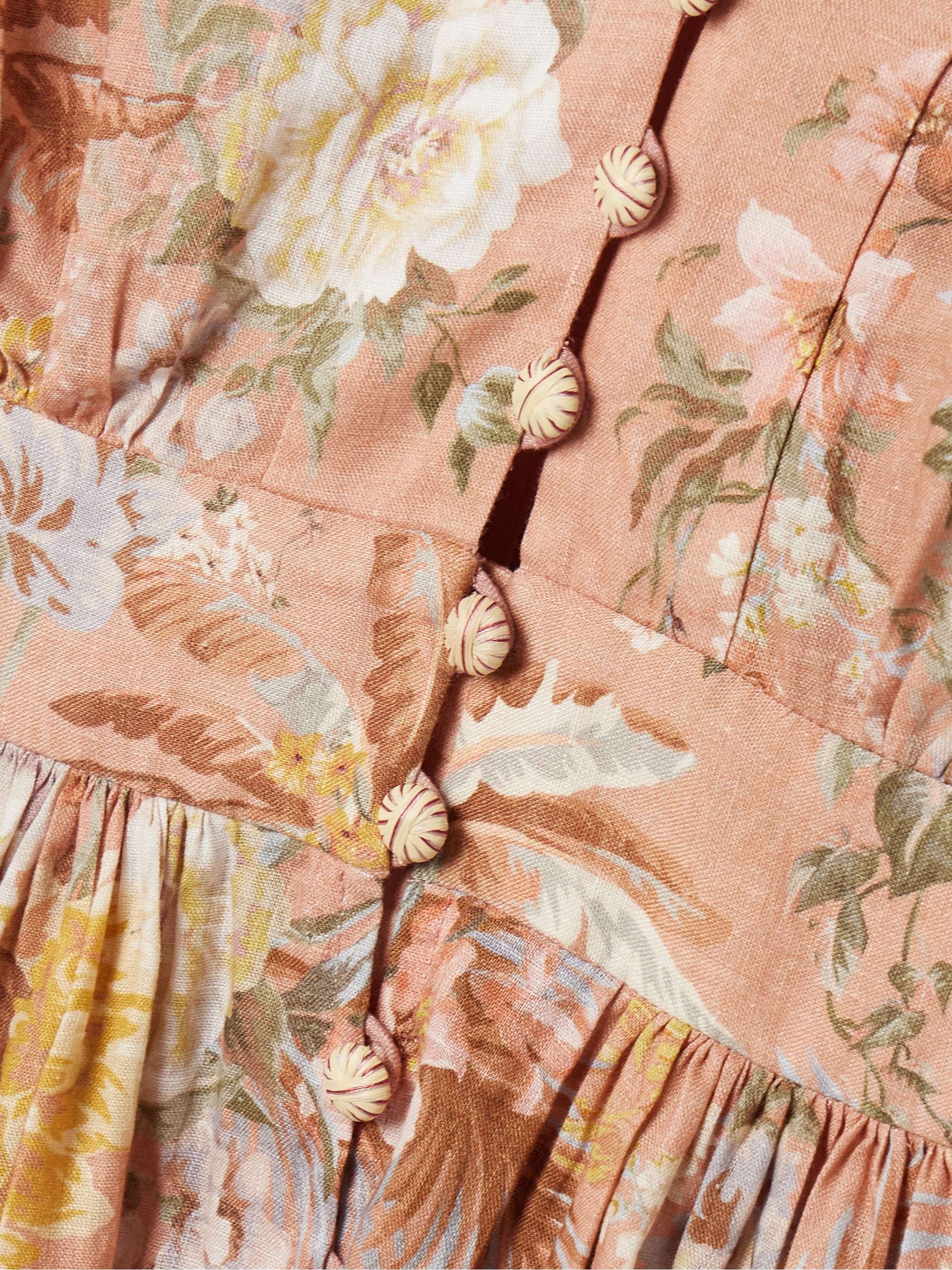 Tallow pleated floral-print linen mini dress view