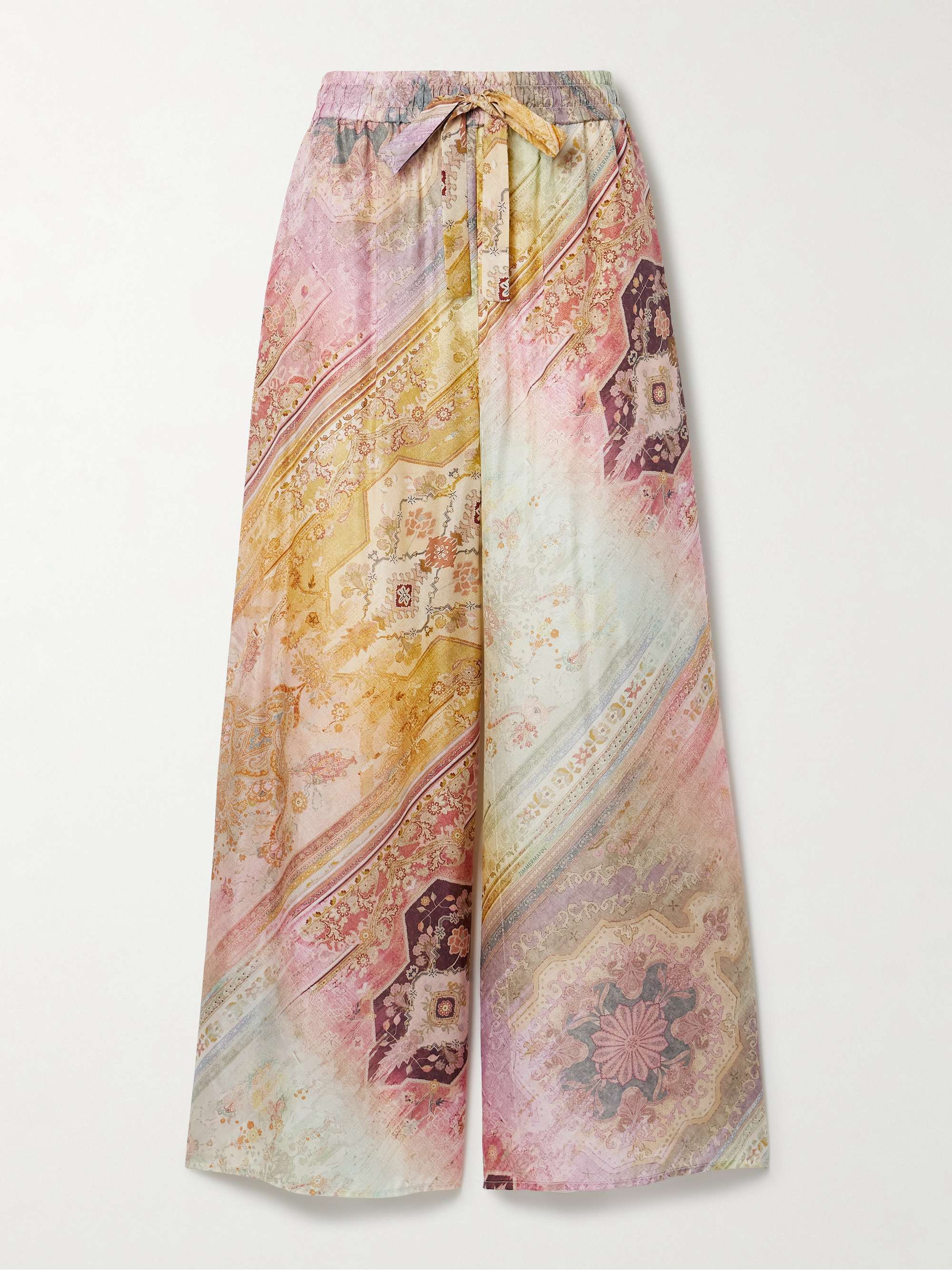 Tallow printed silk wide-leg pants view
